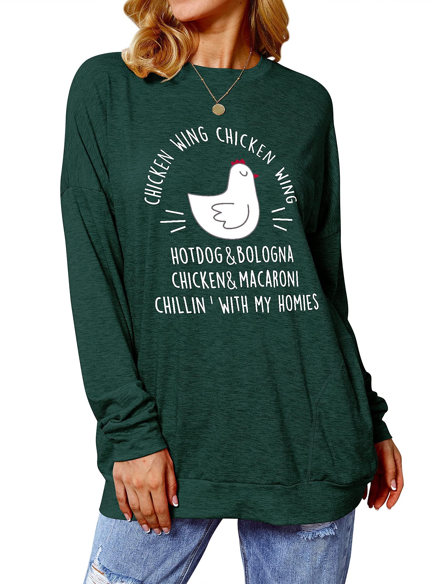 Funny Chicken Lovers T-Shirt for Women - Cute Chicken Wing Hot Dog & Bologna Graphic Tee - Perfect Gift for Poultry Enthusiasts & Farm Animal Fans - Great for Casual Wear, Chicken-Themed Parties & Farm Visits