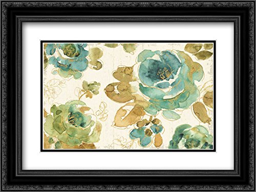 Lisa Audit 18x15 Black Ornate Framed Double Matted Museum Art Print - My Greenhouse Roses I on Wood Cream - Perfect for Living Room, Bedroom & Office Wall Decor