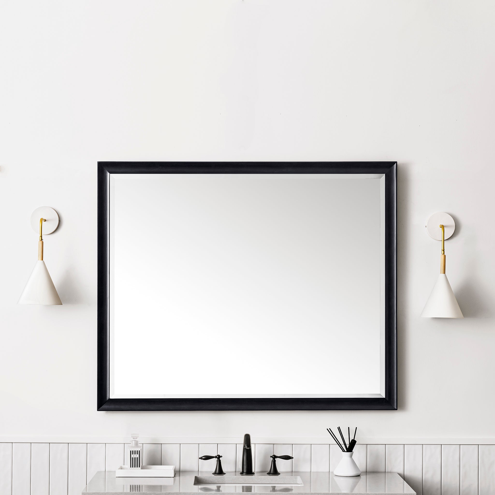Glenbrooke 48-Inch Black Onyx Wall Mirror - Elegant Home Decor for Living Room, Bedroom & Entryway
