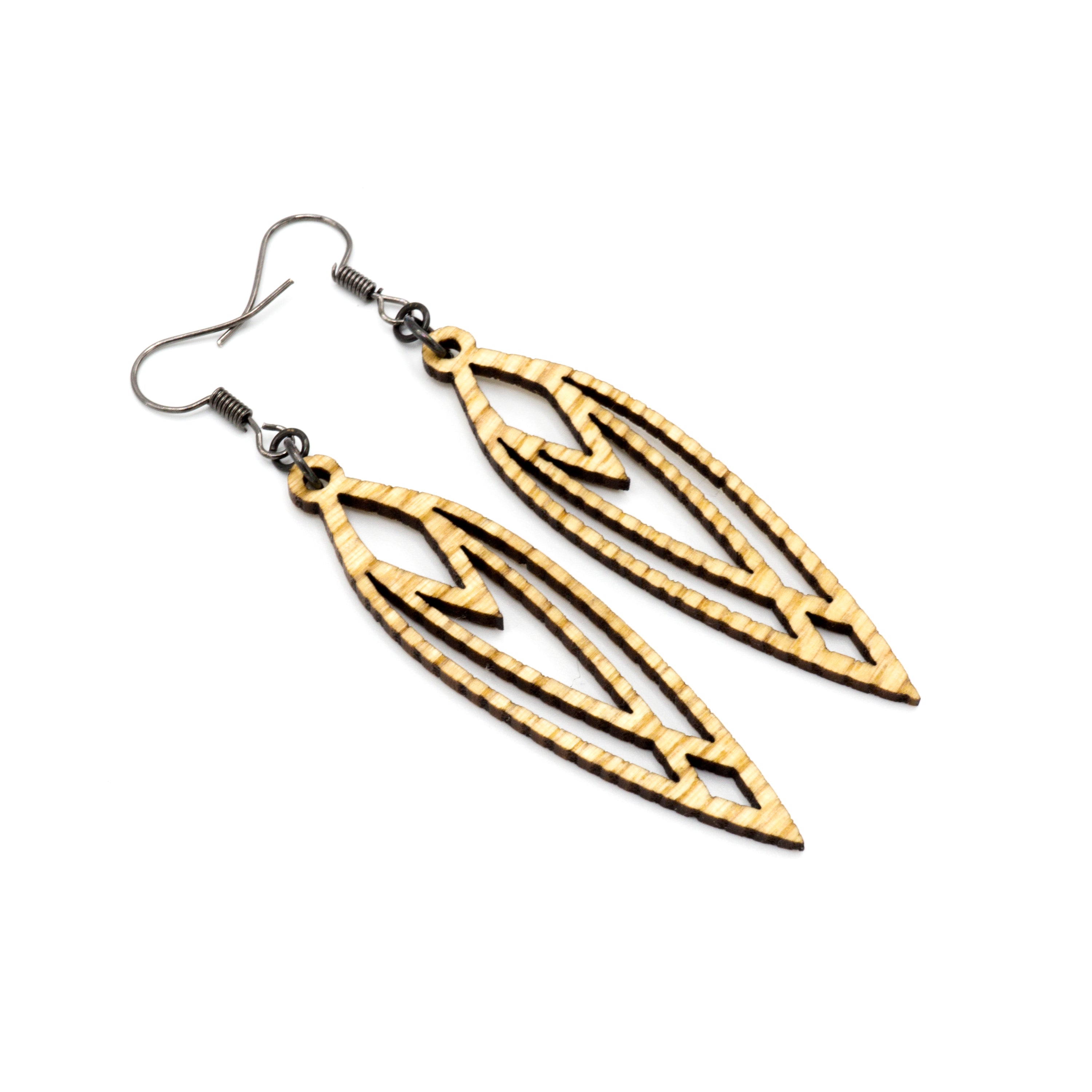 Handmade Wooden Earrings - Totem 04 [S] Ash Wood Dangle Earrings for Women | Boho Chic Jewelry for Everyday Wear & Special Occasions