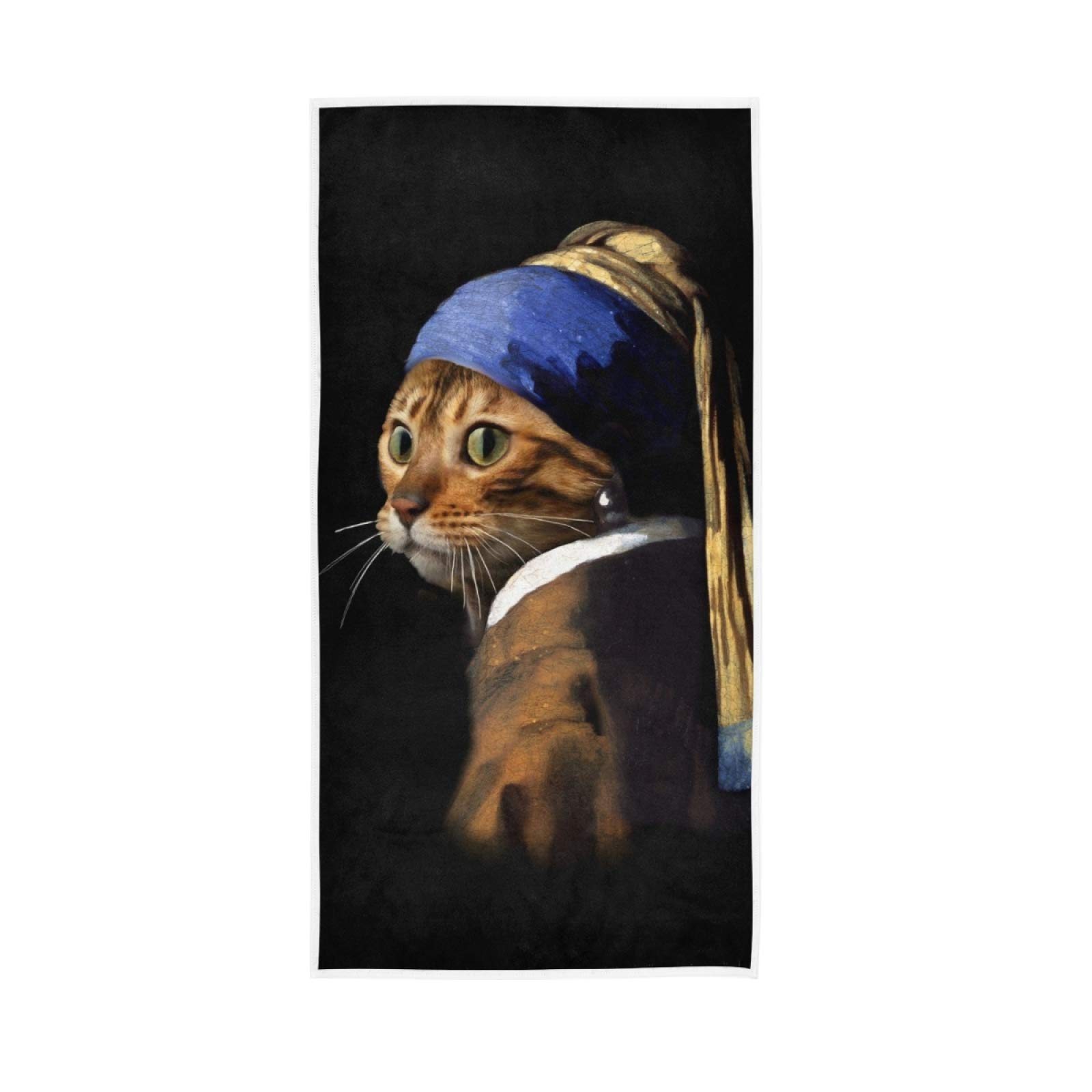 Funny Cat Print Hand Towel - Super Soft & Highly Absorbent 30x15 Inch Face Towel, Dish Towel & Bath Towel for Gym, Yoga, Kitchen, Bathroom & Spa Use