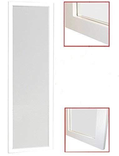 White Full Length Wall Mirror 14x48 Inches - Over The Door Rectangular Mirror with Easy Installation & Instructions - Perfect for Bedroom, Living Room, and Entryway Decor