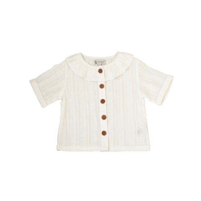 Karibou Kids Sail Away Ruffle Top - Girls' White Summer Blouse for Beach & Play | Cute Ruffled Sleeve Top for Toddler & Baby Girls