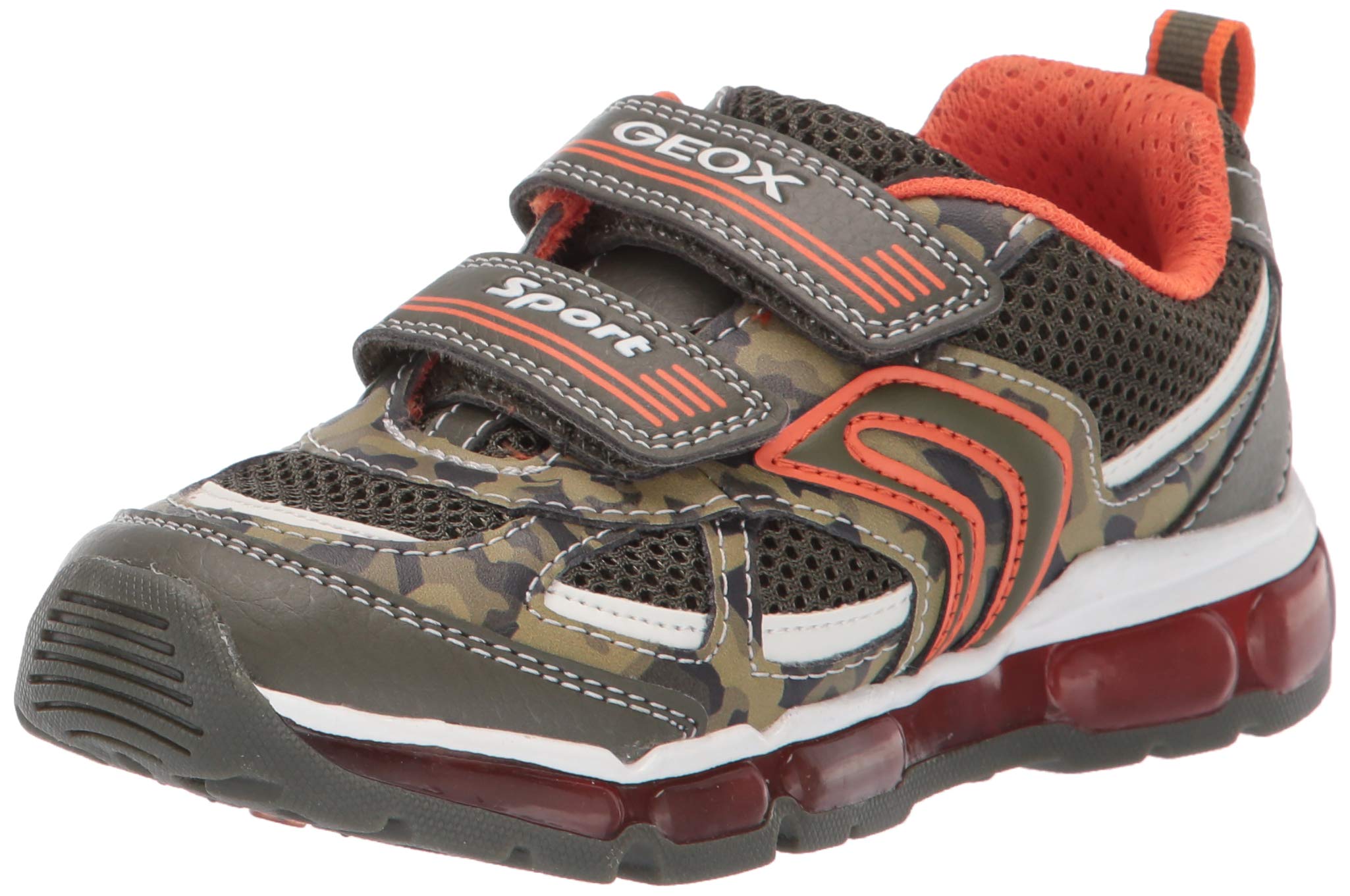 Geox Boys Android Boy 21 Light Up Hook-and-Loop Sneakers - Kids LED Running Shoes for School, Play & Outdoor Activities