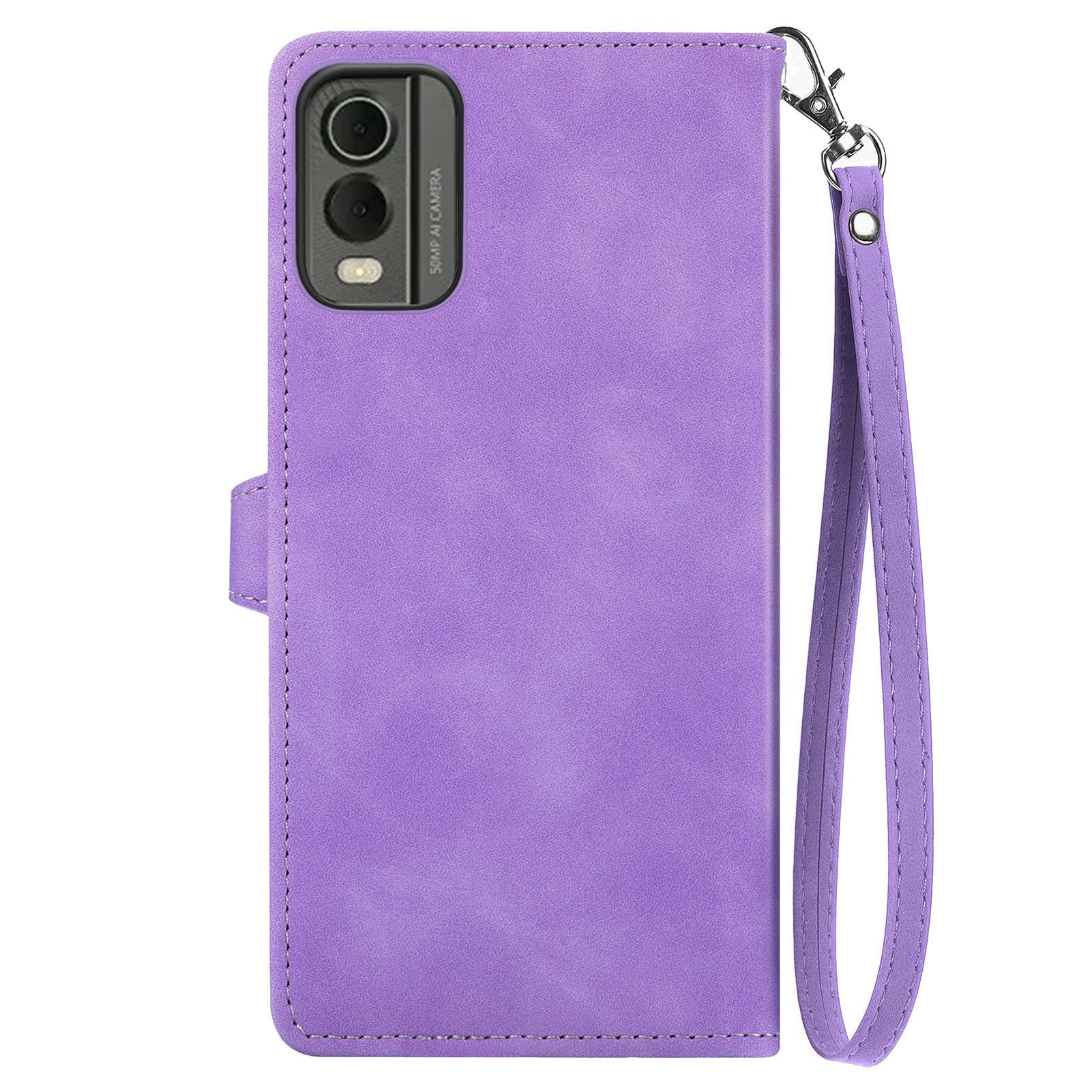 Nokia C32 Wallet Case with Magnetic Closure & Stand - Purple for Daily Use