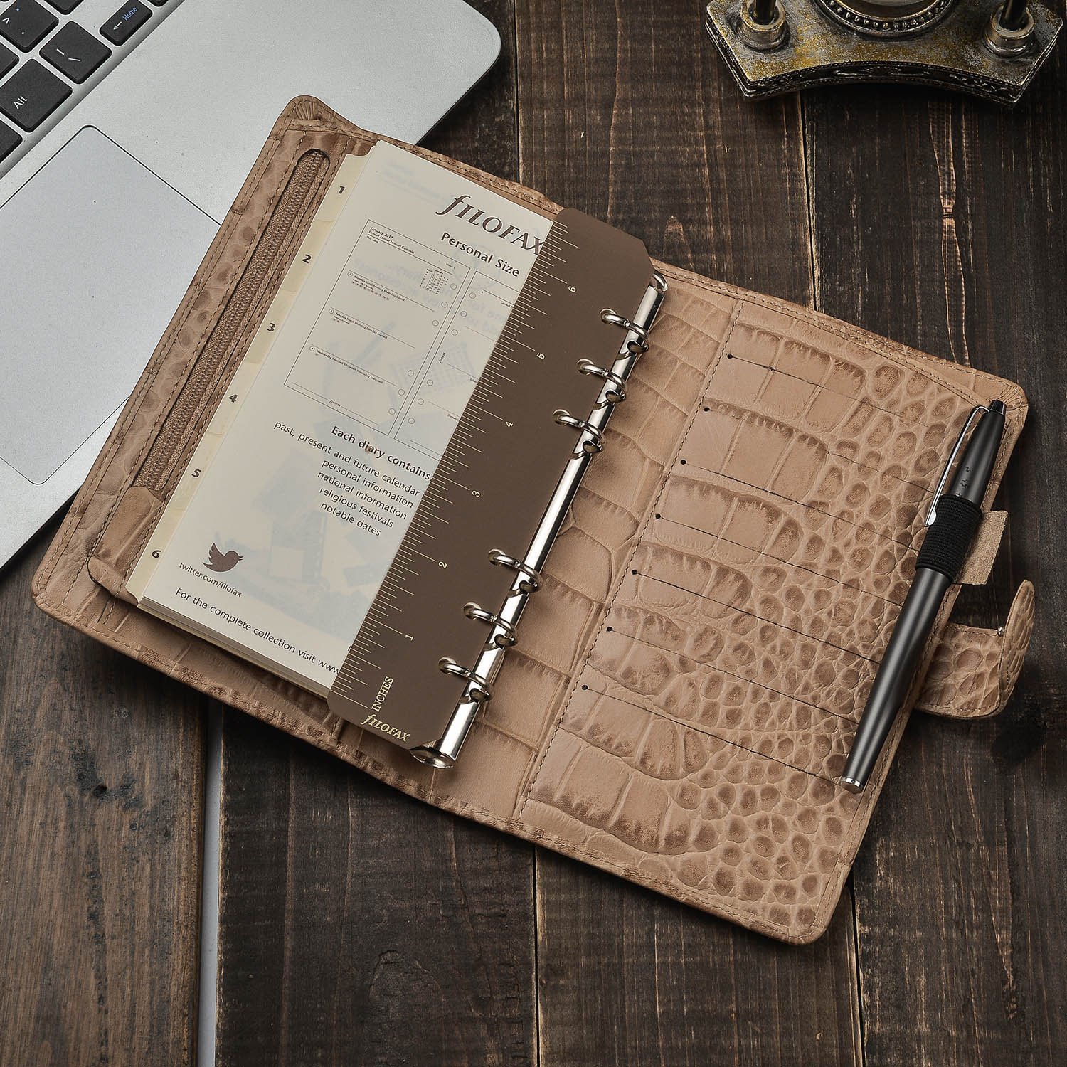 Filofax 17-026011 Classic Clock Personal Organizer - Compact Bible Size with Phone Holder | Perfect for Daily Planning, Time Management & Business Organization
