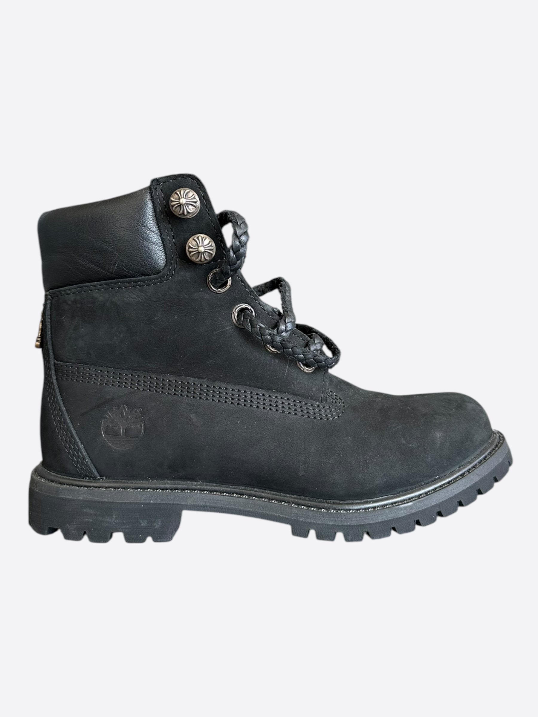 Chrome Hearts x Timberland Black Leather Boots for Men - Stylish & Durable Winter Footwear for Outdoor Adventures & Urban Fashion