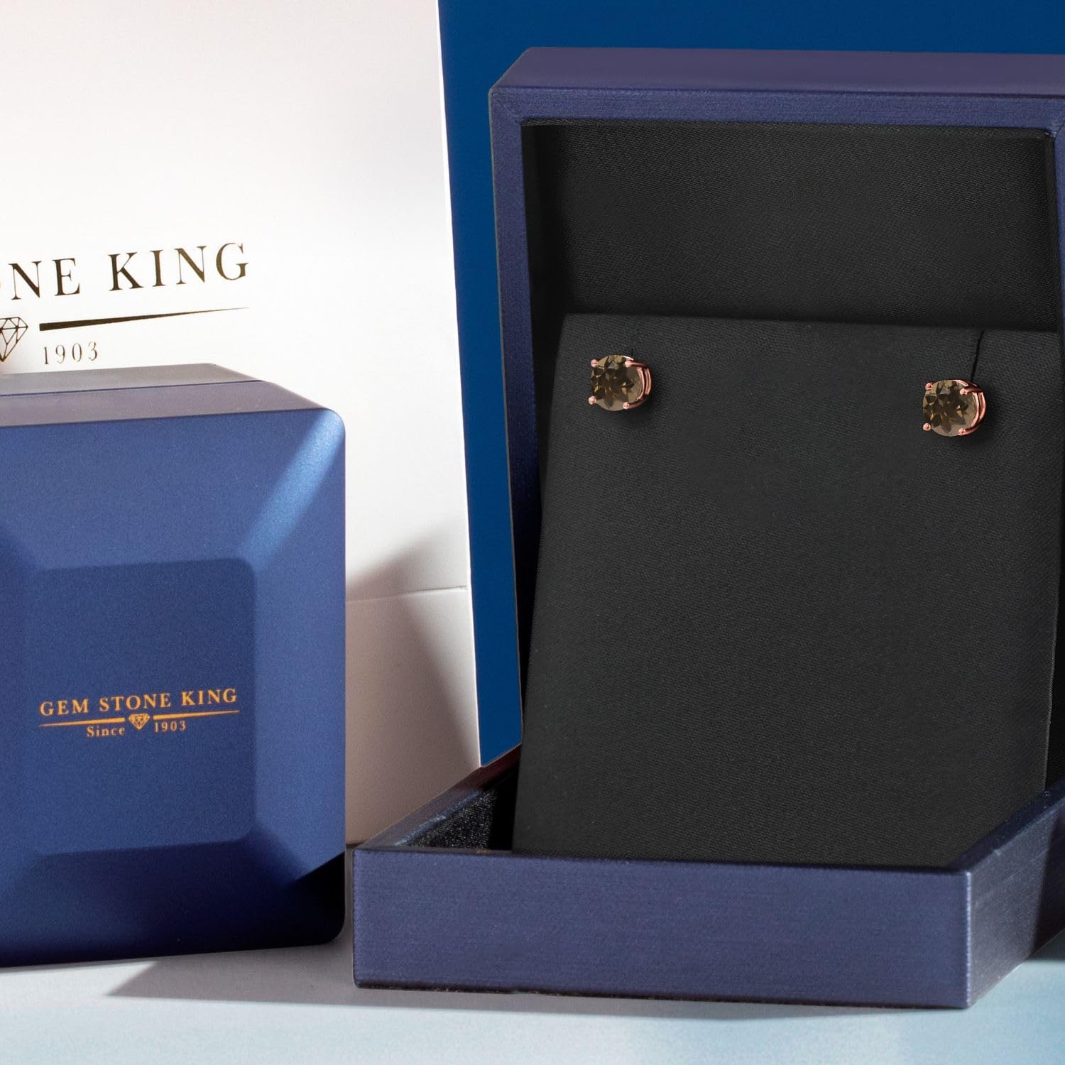 Gem Stone King 18K Rose Gold Plated Sterling Silver 6MM Round Birthstone Stud Earrings for Women & Men | Personalized Jewelry Gift for Birthday, Anniversary & Special Occasions