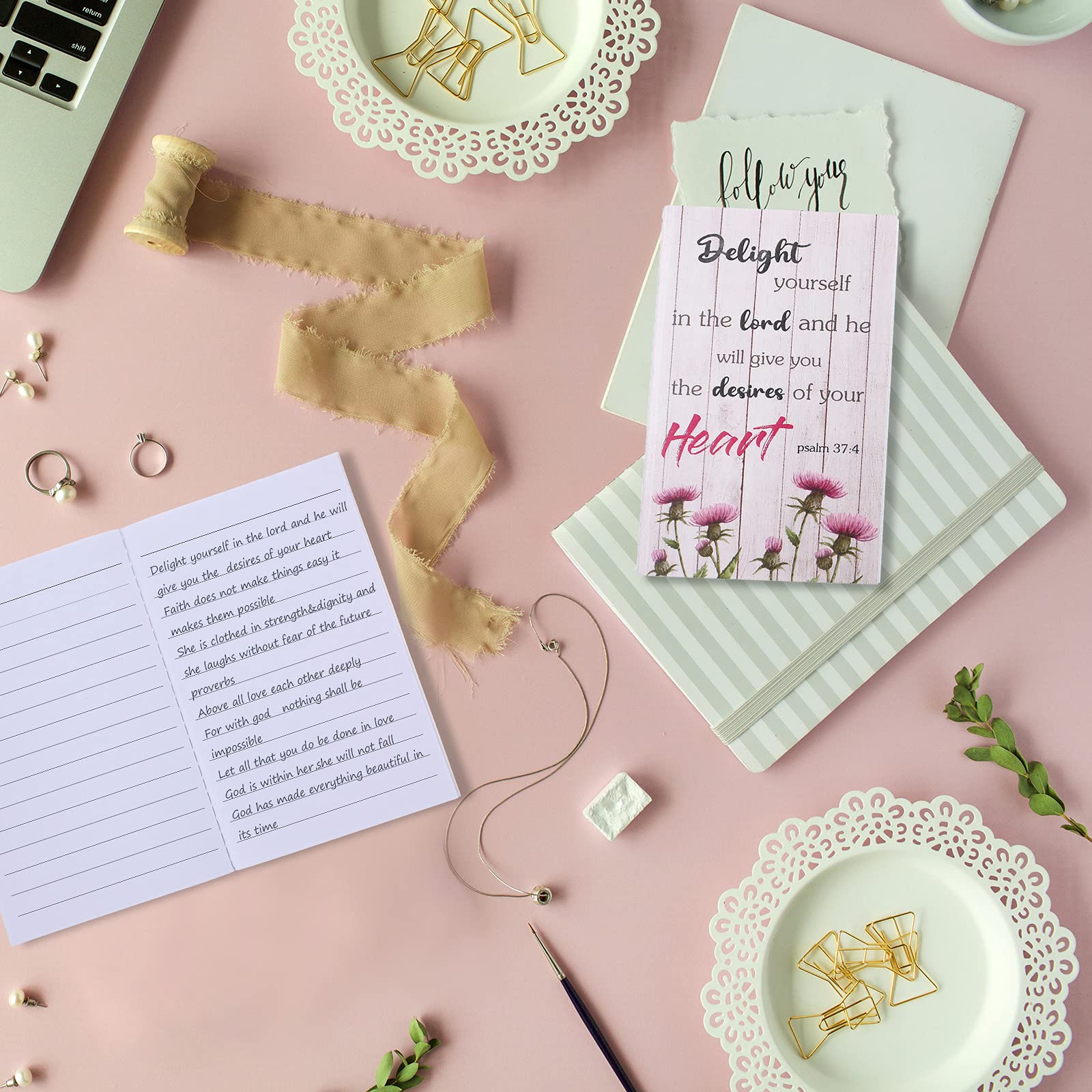 Floral Prayer Journal for Women - Inspirational Bible Verse Notebook with Rustic Flower Design, Pocket Notepad with Scripture Quotes - Perfect for Daily Devotion, Bible Study, School & Office Use - 4.9 x 3.1 Inch (Set of 16)