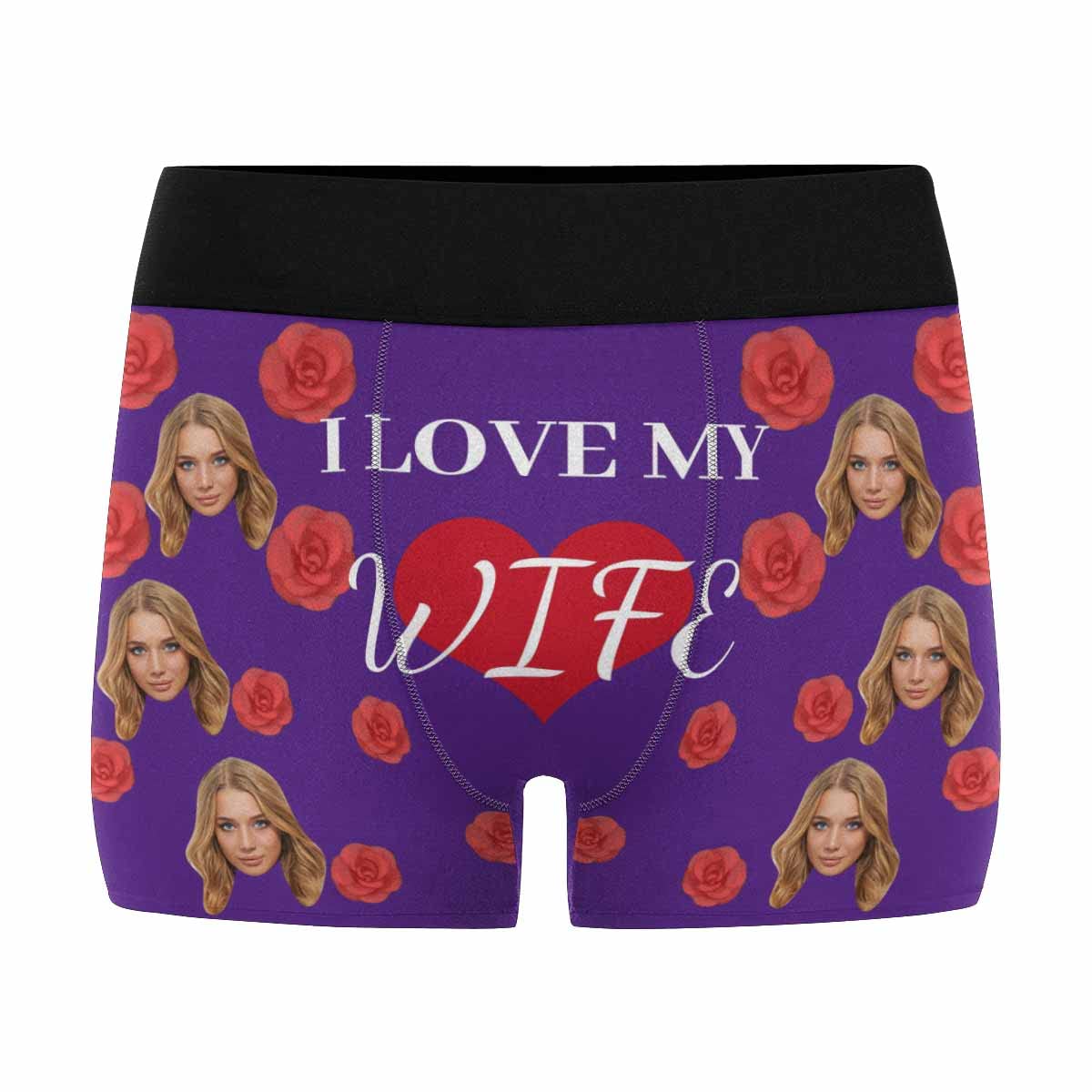 Custom Personalized Men's Boxer Briefs with Red Rose Heart Print - Perfect for Valentine's Day Gifts, Anniversary Presents & Romantic Surprises
