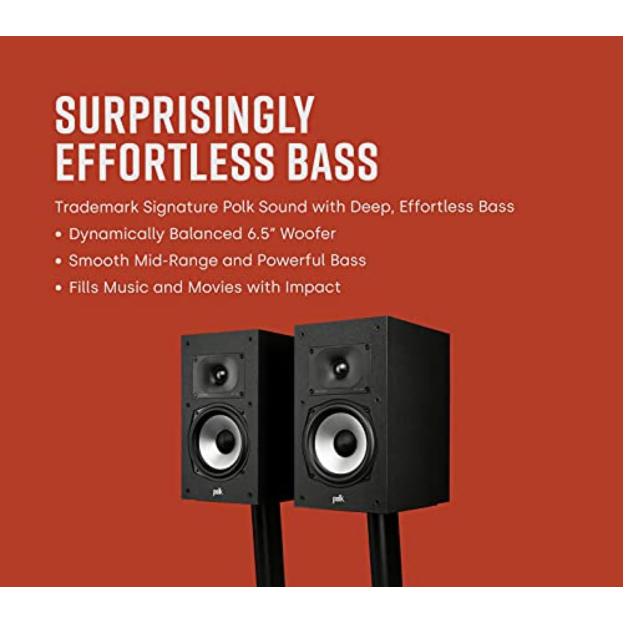 Polk Monitor XT20 Bookshelf Speakers (Pair) - Hi-Res Audio Certified, Dolby Atmos & DTS:X Compatible, 1