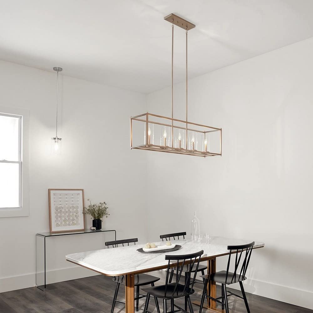 Modern Minimalist Mini Pendant Light Fixture - Clear Glass Shade with Chrome Finish for Kitchen Island, Dining Room or Bedroom Lighting