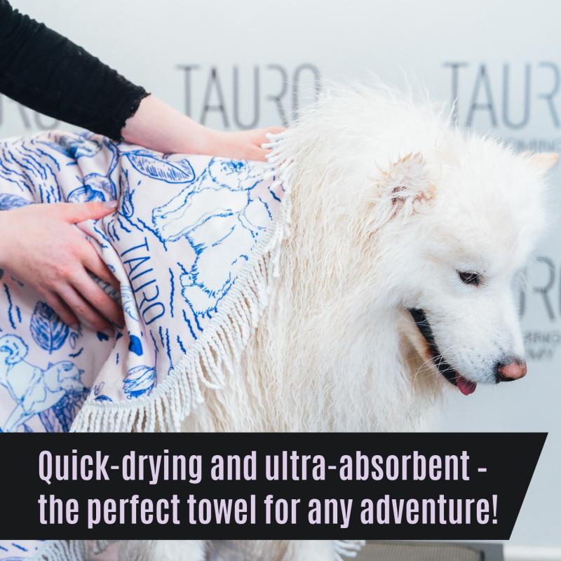 Tauro Pro Line Round Microfiber Towel - Unique Pink & Blue Fringed Design for Gym, Yoga, and Sports - Ultra Soft & Absorbent Quick-Dry Towel