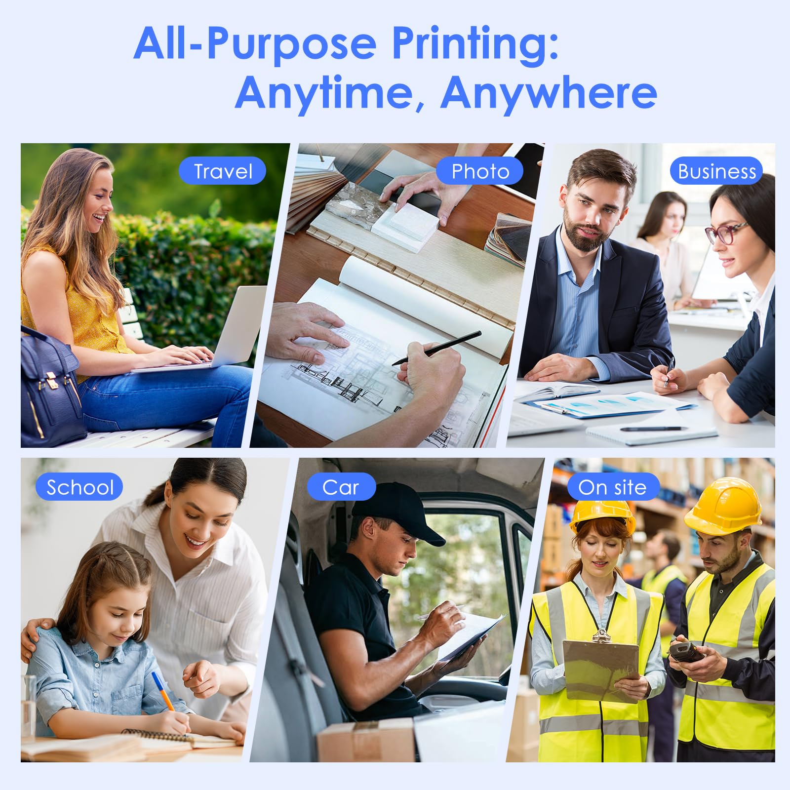 GuKKK A4 Portable Bluetooth Thermal Printer - Compact Mobile Printer for A4 Thermal Paper 210x297mm, Wireless Printing for Android & iOS - Perfect for On-the-Go Receipts, Shipping Labels & Office Documents