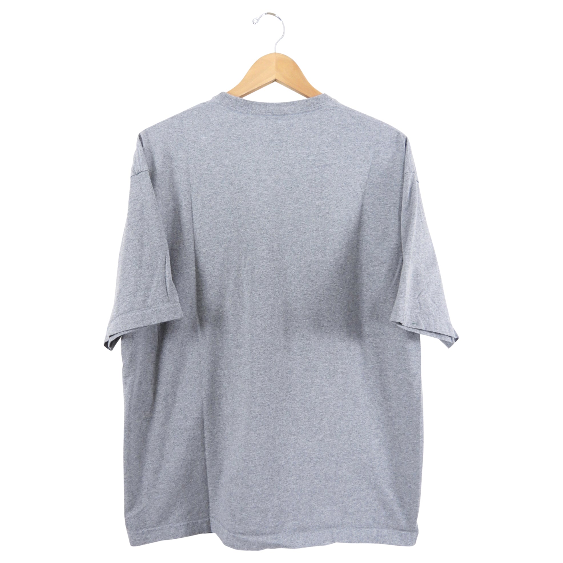 Balenciaga Grey T-Shirt with Navy College Logo - Men's Casual Cotton Tee in Sizes S/M/L - Perfect for Streetwear & Everyday Outfits