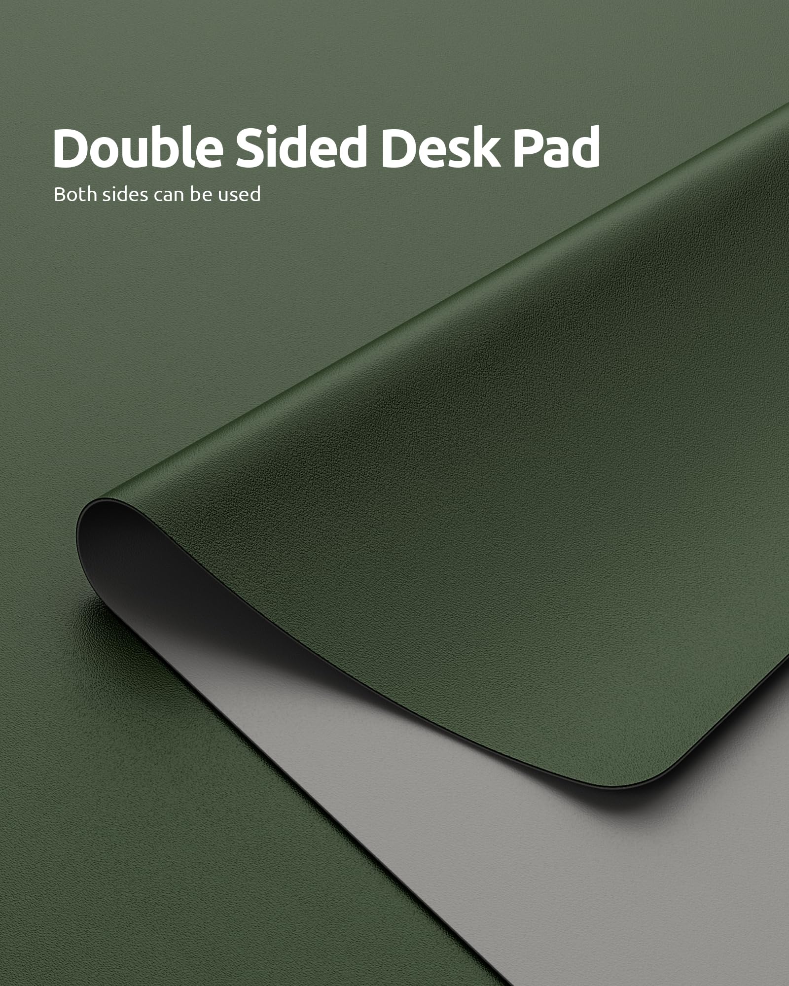 YSAGi Dual-Sided Leather Desk Pad - Large PU Leather Office Desk Mat & Laptop Protector - Waterproof Mouse Pad & Writing Surface for Home & Office (Dark Green + Grey, 23.6