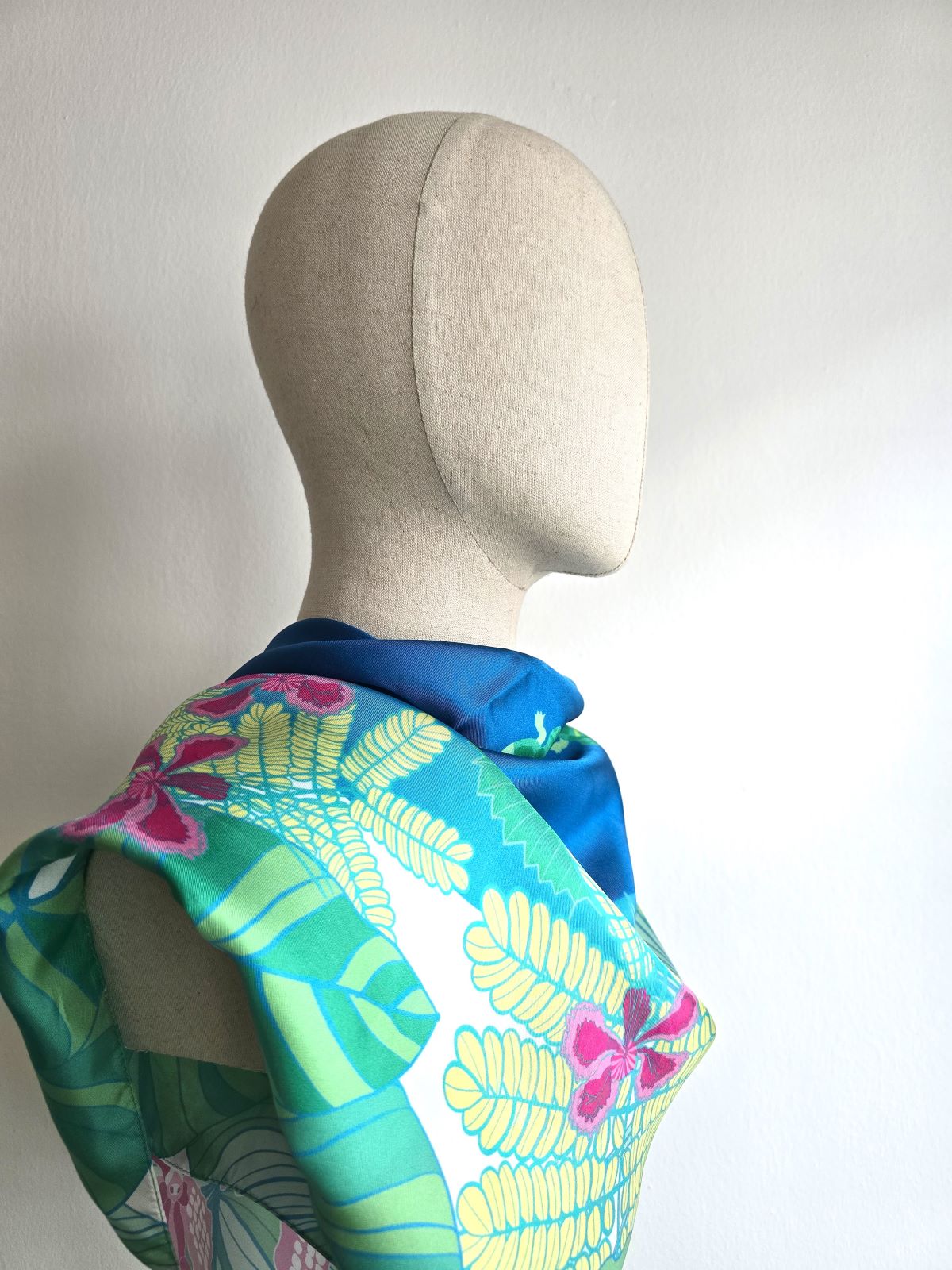 Botanic Gardens Silk Scarf with Emerald Design - Elegant Floral Fashion Accessory for Women, Perfect for Weddings, Parties & Special Occasions