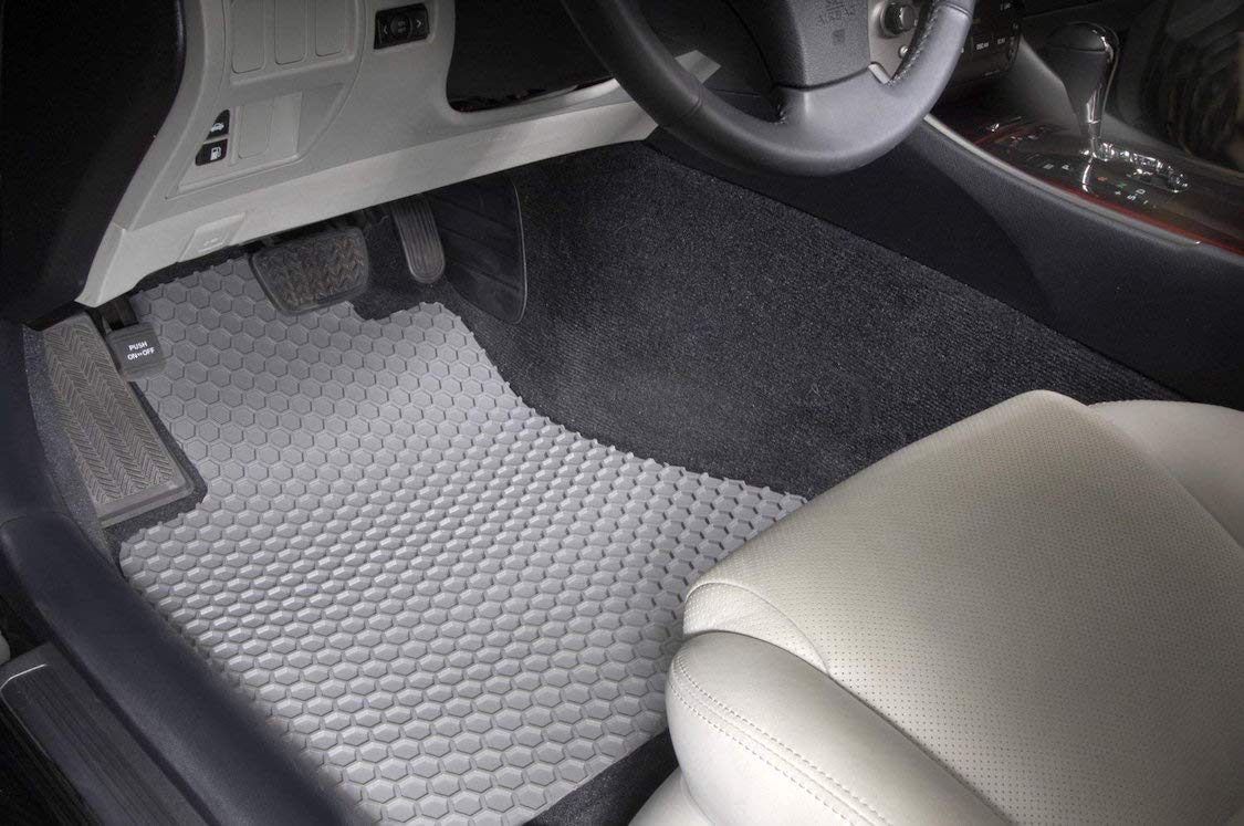 Intro-Tech VW-201-RT-G Hexomat Custom Fit Floor Mats for Volkswagen Eos - 4-Piece Set (Front & Rear Rows), Durable Rubber-Like Material in Gray - Perfect for All-Weather Protection & Car Interior Customization