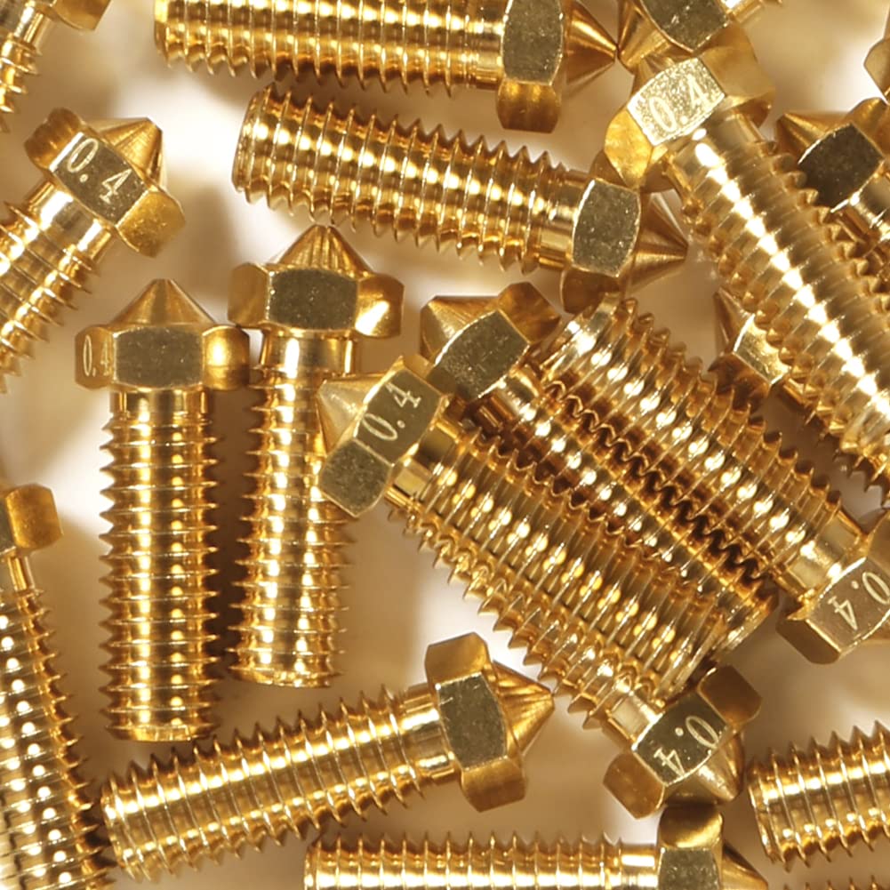 V6 Brass Nozzle 0.4mm - 15pcs M6 Thread 3D Printer Extruder Nozzles for 1.75mm Filament - Compatible with Heater Block Hotend - Perfect for High Precision Printing, DIY Projects & 3D Model Creation