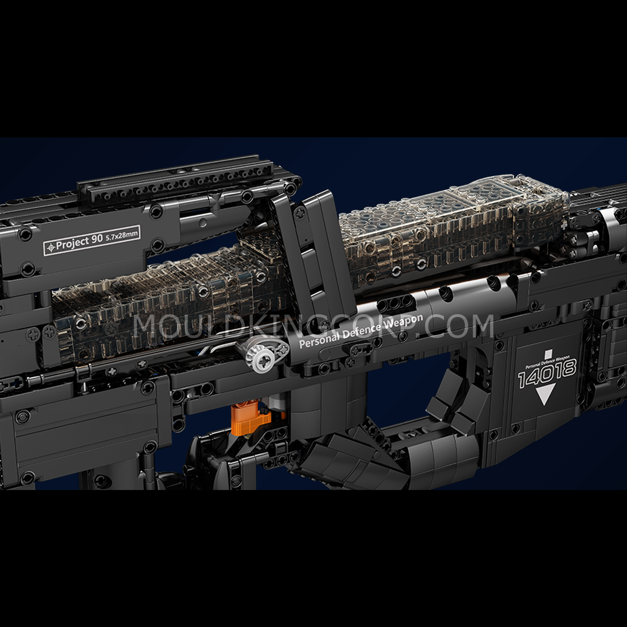 Mould King 14018S P90 Submachine Gun Building Blocks Set - 1,589 Pieces | Realistic Model Kit for Adults & Teens | Perfect for Collectors, Military Enthusiasts & DIY Projects