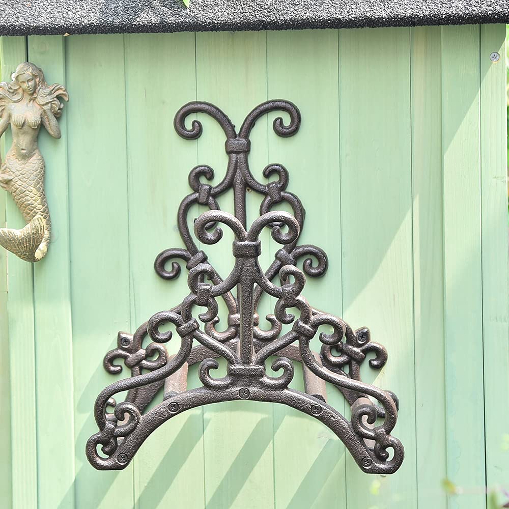 Large Heavy Duty Cast Iron Wall Mount Garden Hose Holder & Reel - Indoor/Outdoor Water Hose Hanger for Yard, Balcony, Garage - Durable Water Pipe Storage Rack for Gardening, Car Washing & Outdoor Cleaning