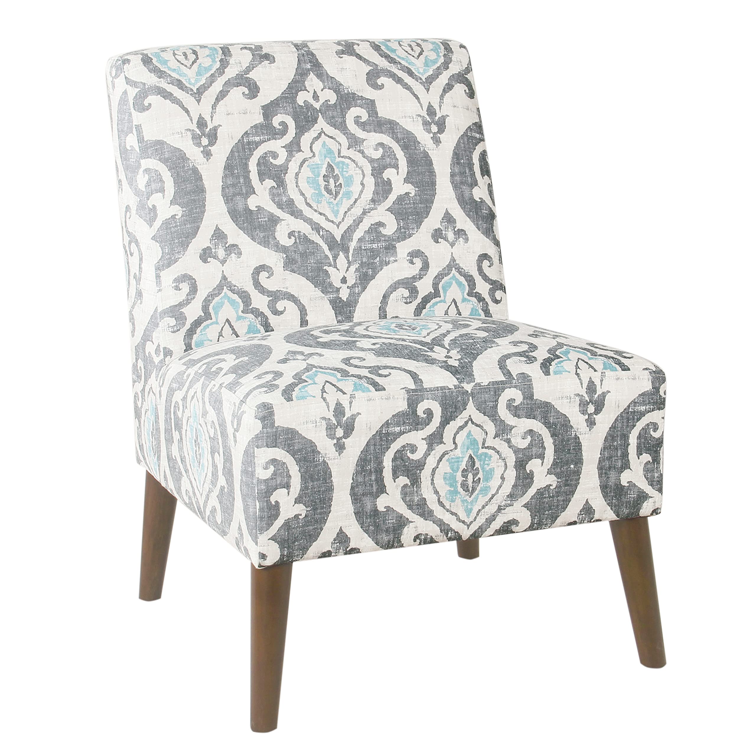 HomePop Modern Armless Dining Accent Chair in Suri Blue - Stylish & Comfortable Seat for Dining Room, Kitchen, Office or Living Room - Perfect for Small Spaces & Contemporary Decor