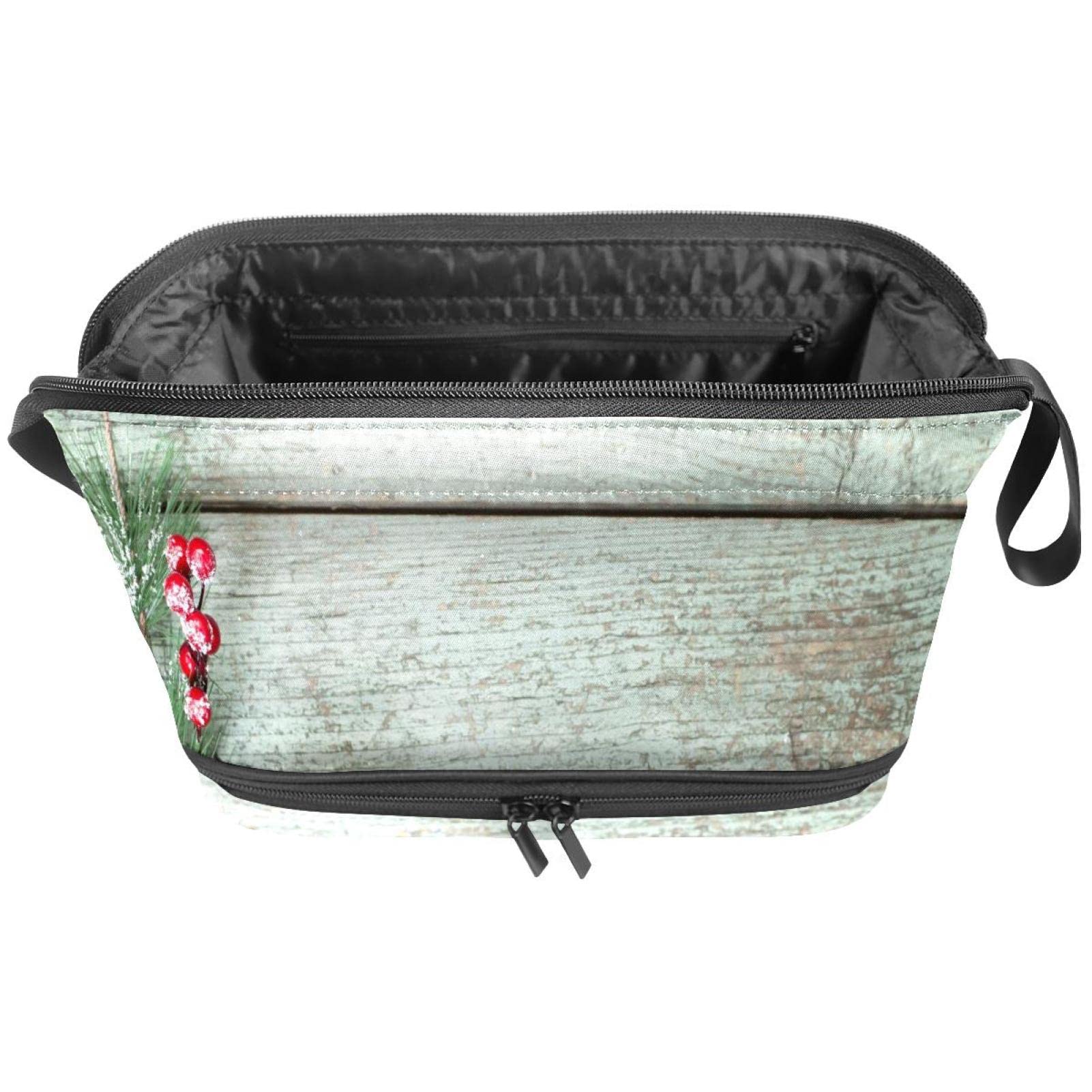 Large Travel Cosmetic Bag for Women - Christmas Snow Wood Makeup Organizer & Toiletry Pouch | Perfect for Holiday Gifts, Vacation Essentials, and Daily Beauty Storage