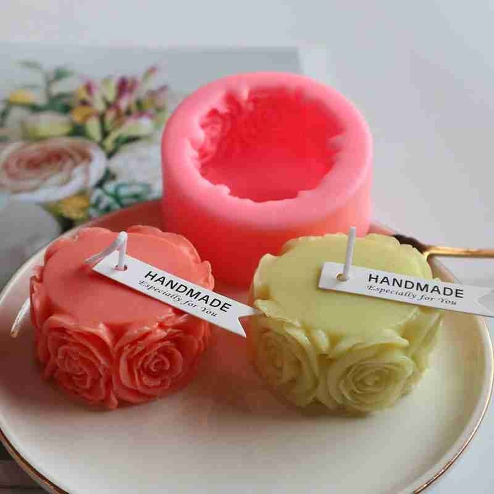3D Rose Silicone Soap Mold - Round Candle & Fondant Mold for Handmade Soap, Lotion Bars, Bath Bombs, Wax Crayons - Perfect for DIY Crafts, Wedding Favors, and Home Spa Gifts