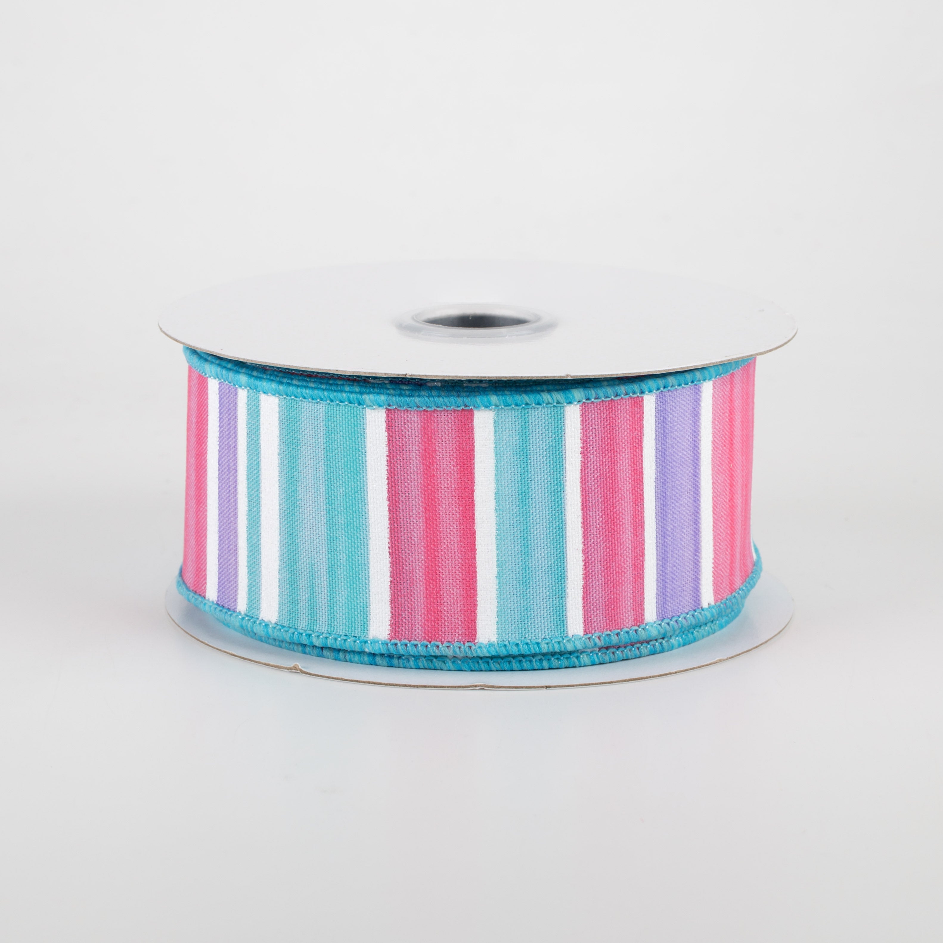 1.5 Inch Multi-Color Horizontal Stripe Ribbon - White, Lavender, Pink & Turquoise (10 Yards) for Gift Wrapping, DIY Crafts & Party Decorations