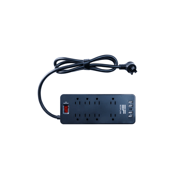 EcoFlow Surge Protector - 6-Outlet Power Strip with USB Ports, 1875W/15A Overload Protection for Home & Office - Perfect for Computers, TVs, and Electronics