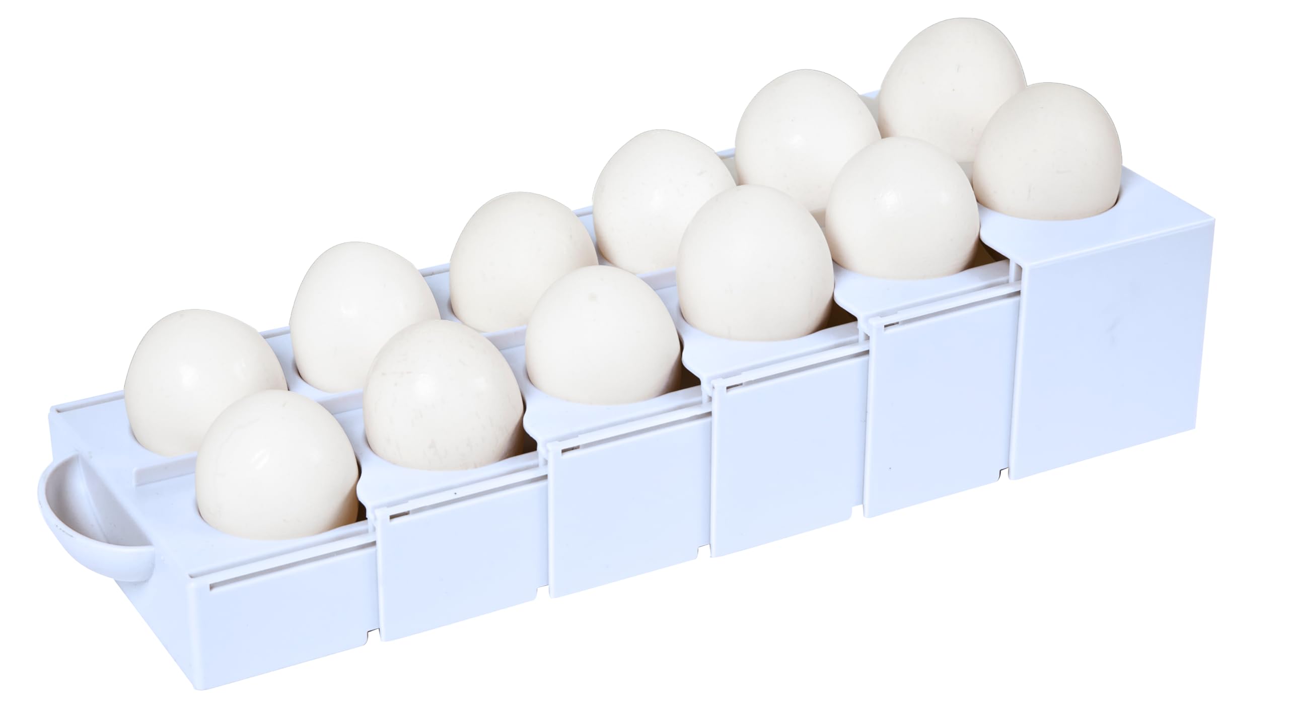 Adjustable & Collapsible Egg Organizer for Refrigerator - Expandable Egg Tray Holder, Space Saving Fridge Storage Solution (White) - Perfect for Kitchen Organization & Fresh Egg Storage