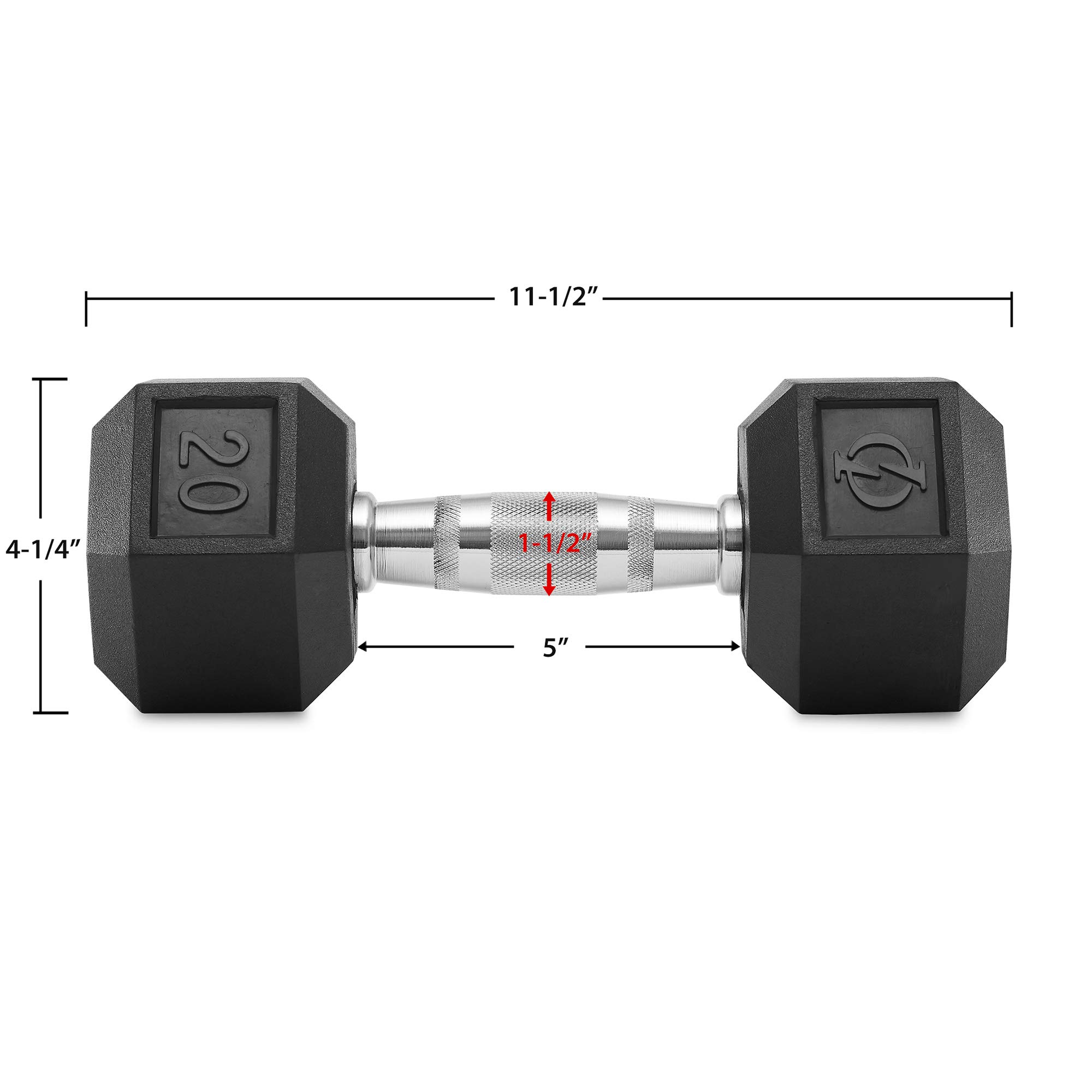 Philosophy Gym Rubber Coated Hex Dumbbell Hand Weights - Pair for Strength Training, Home Gym & Fitness Workouts | Non-Slip Grip for Weight Lifting & Cross Training