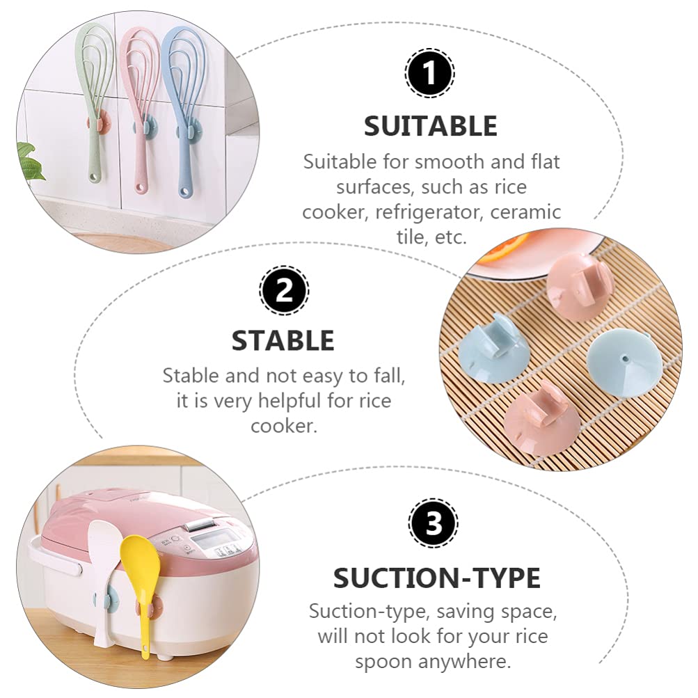 Luxshiny 4-Piece Spoon Display Stand Storage Rack - Wall-Mounted Suction Spoon Holder, Rice Spoon Rest & Paddle Organizer for Kitchen - Perfect for Organizing Utensils by Stove or Sink