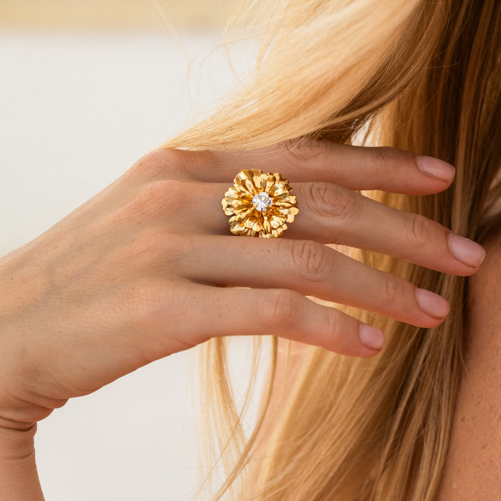 Elegant Blossom Crystal Ring for Women - Sparkling Floral Jewelry Gift for Wedding, Party & Everyday Wear