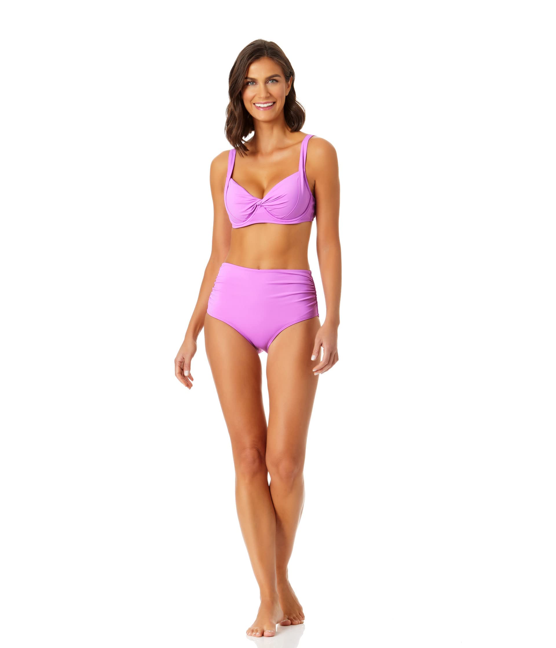 Anne Cole Retro Twist Underwire Top - Lavender 38D/36DD Push Up Bikini Bra for Women | Vintage Swimwear for Beach, Pool & Summer Vacations