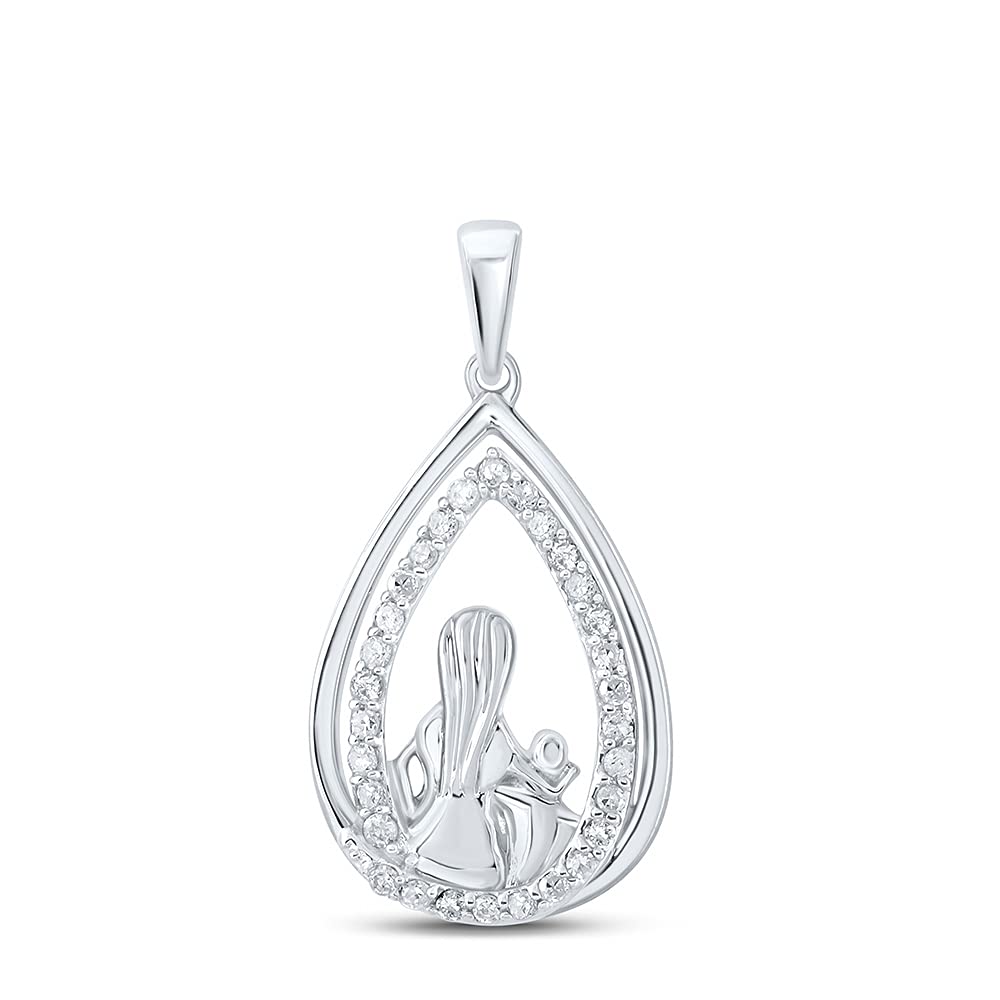 10kt White Gold Women's Round Diamond Pendant - 1/5 Cttw, Perfect Gift for Mom, Daughter & Loved Ones | Elegant Jewelry for Birthdays, Anniversaries & Special Occasions