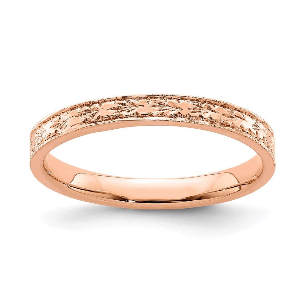 14K Solid Rose Gold Floral Flower Ring Band for Women - Elegant Handmade Wedding, Engagement & Everyday Jewelry Gift