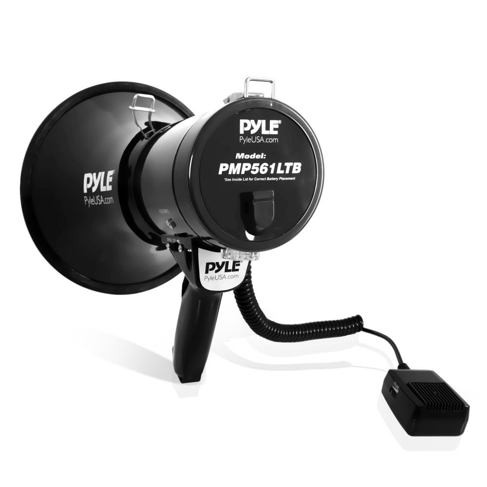 Pyle 50W Portable Megaphone Bullhorn Speaker with Microphone - Loud Alarm Siren & Volume Control | Indoor Outdoor Use for Events, Crowd Control, Emergency, Sports | Includes 8 Duracell Coppertop C Batteries