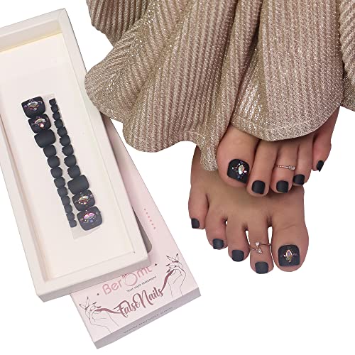Beromt Artificial Nail Tips for Toes - Professional Fake Nails for Women, Toe Nail Art Decoration & Foot Manicure (Style BFN256TN) - Perfect for Pedicures, Salon Use & Home Nail Care