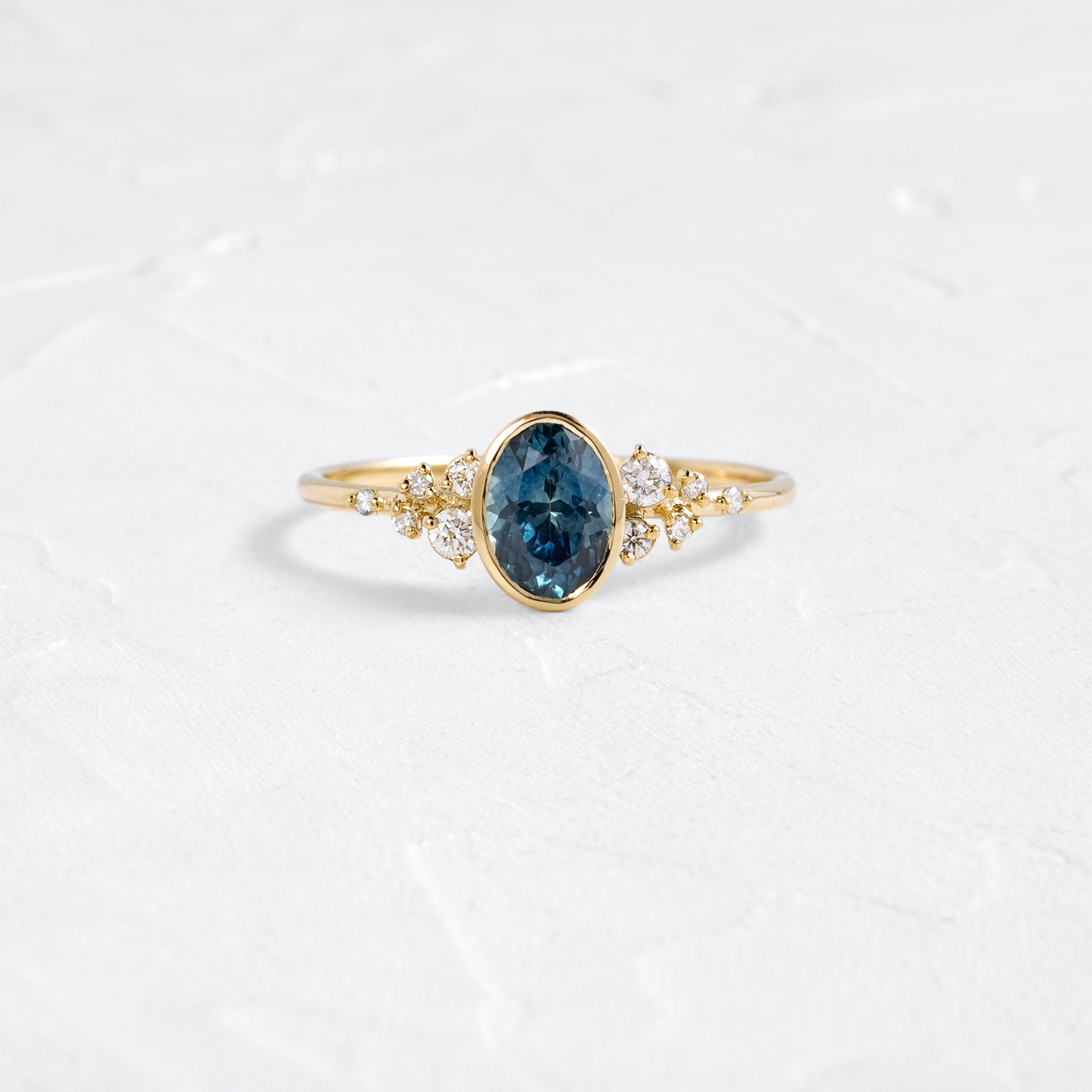 1.14ct Greenish Blue Montana Sapphire Bezel Snowdrift Ring - Elegant Handmade Jewelry for Women, Perfect for Weddings, Anniversaries & Special Occasions