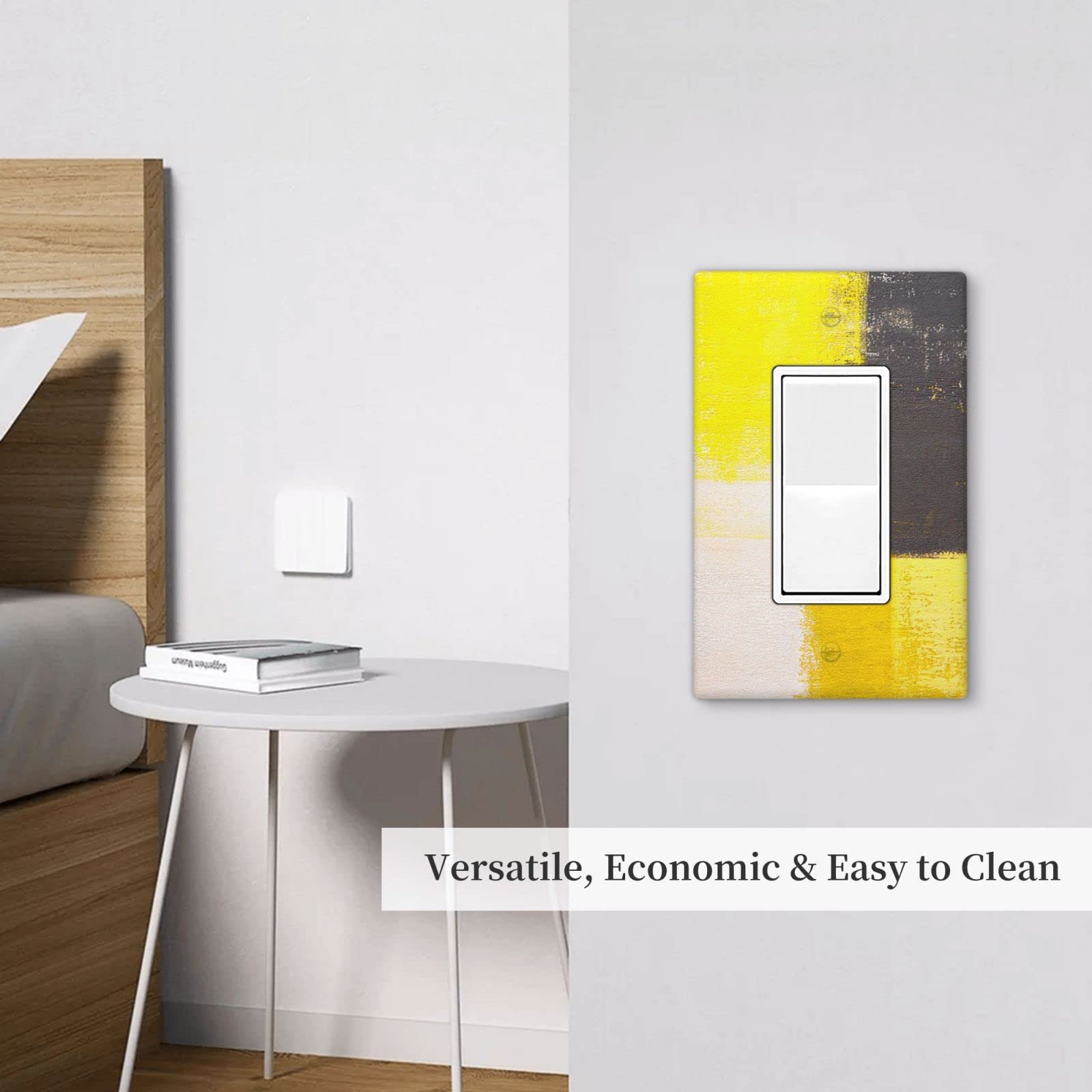 Abstract Yellow Single Rocker Light Switch Cover - Decorative 1 Gang Outlet Cover Wall Plate - Funny Light Switch Faceplate 4.5