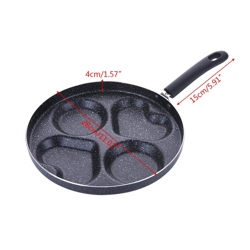 XBSXP 4-Hole Non-Stick Egg Frying Pan - Perfect for Omelets, Pancakes & Steak - Heart Shaped Breakfast Cooking Pan for Quick & Easy Morning Meals - Ideal for Home Kitchen, Camping & Brunch Parties