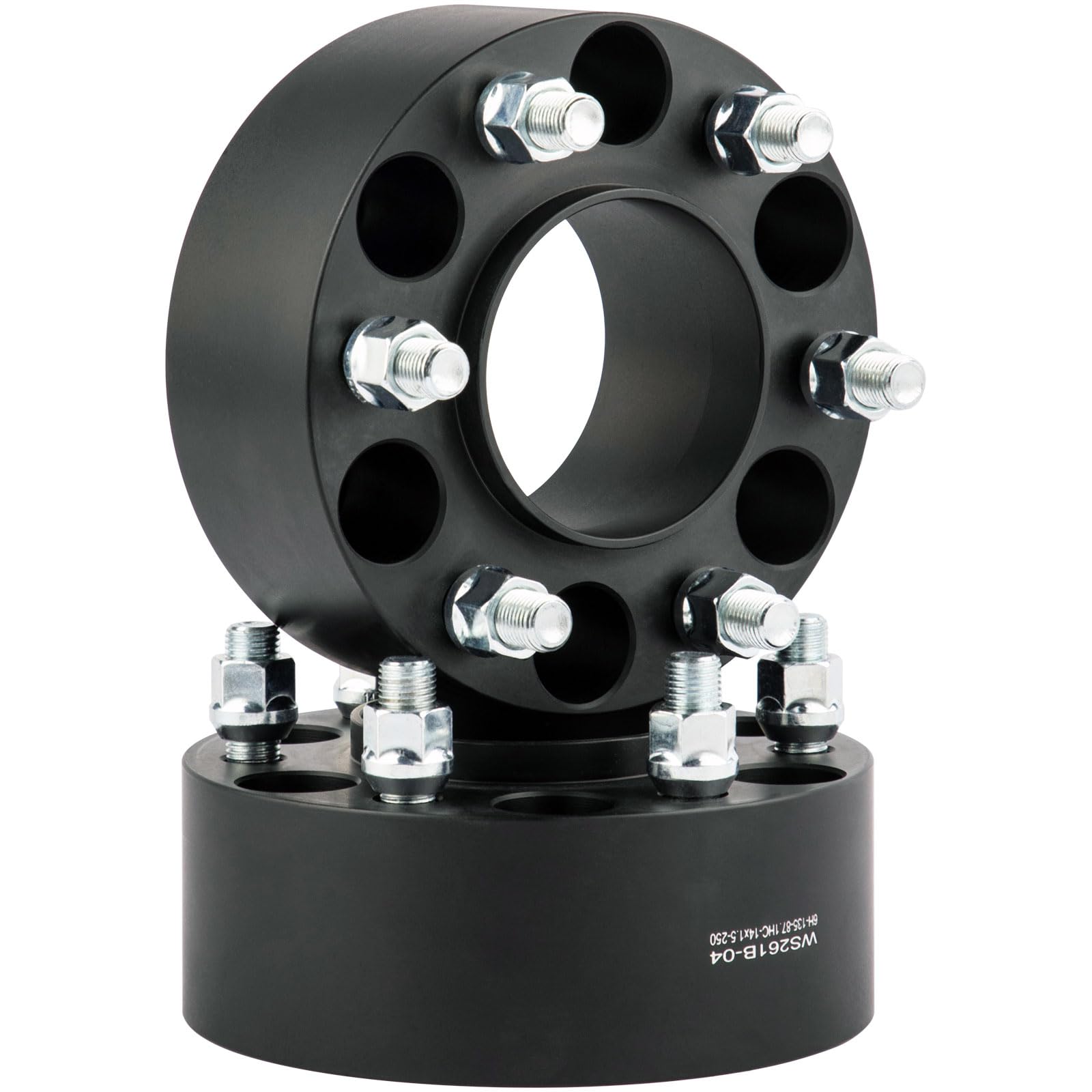 DCVAMOUS 4PC Black Hubcentric 6x135 Wheel Spacers 2.5 Inch with 14x1.5 Studs 87.1mm Hub Bore - Compatible with Ford F150/Expedition/Navigator (2015-2024) 6 Lug - Improve Stance & Clearance for Off-Roading, Towing & Custom Wheels