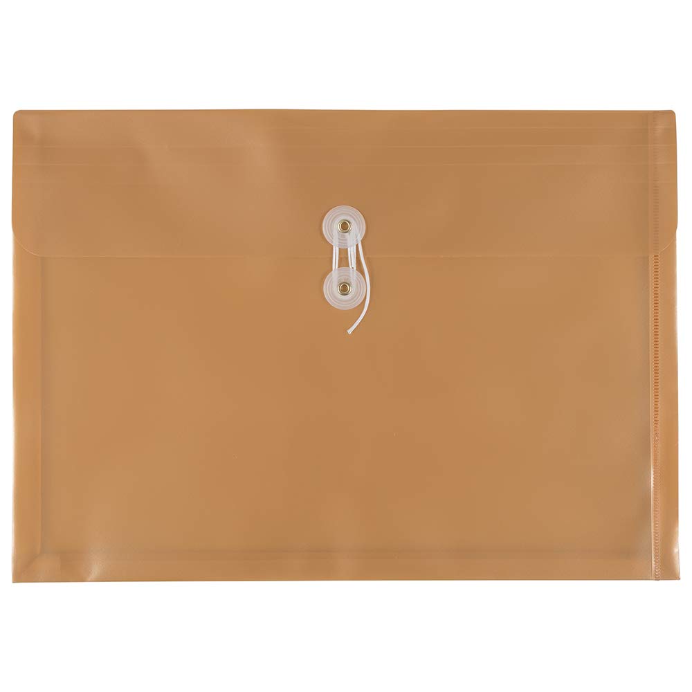 JAM PAPER Gold Plastic Envelopes 12-Pack - Button & String Closure for Legal Documents