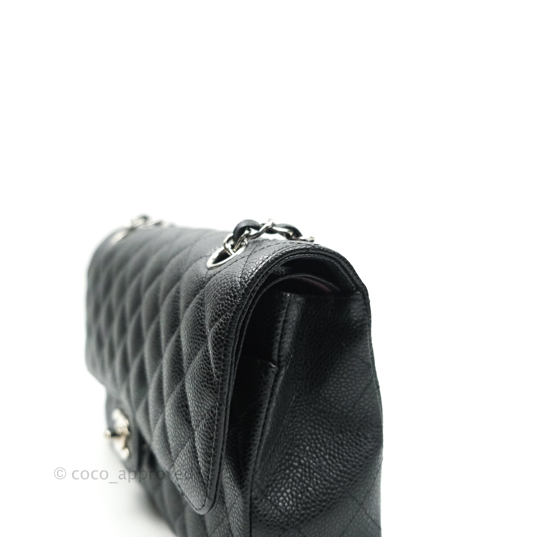 Chanel Classic Medium Double Flap Bag Black Caviar Leather with Silver Hardware - Luxury Shoulder Bag for Women, Perfect for Work, Evening Events & Special Occasions