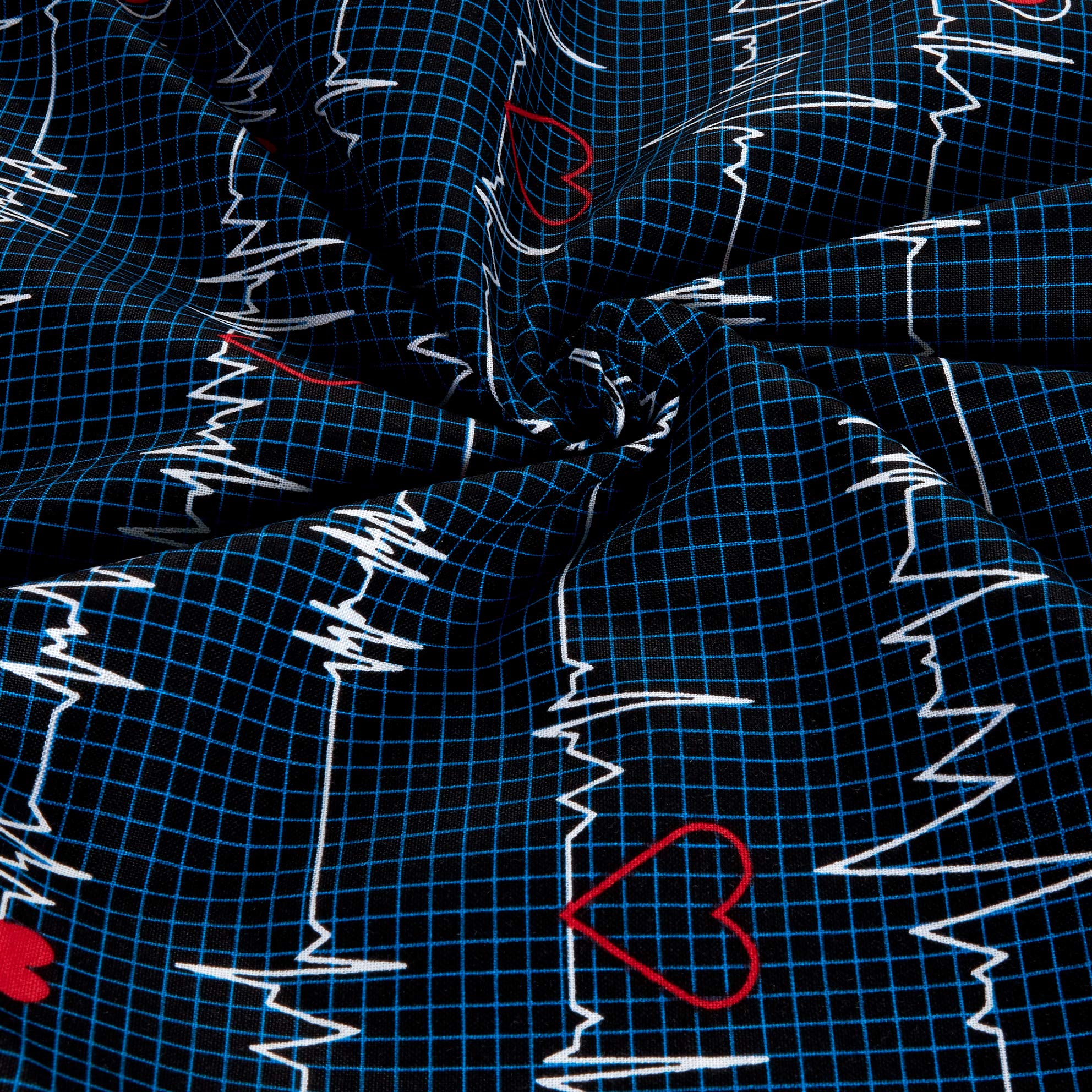 Windham Quilt Fabrics - Calling All Nurses Heartbeat Black Quilt Fabric by The Yard | Medical Themed Cotton Fabric for Nursing Quilts, Scrubs & DIY Crafts