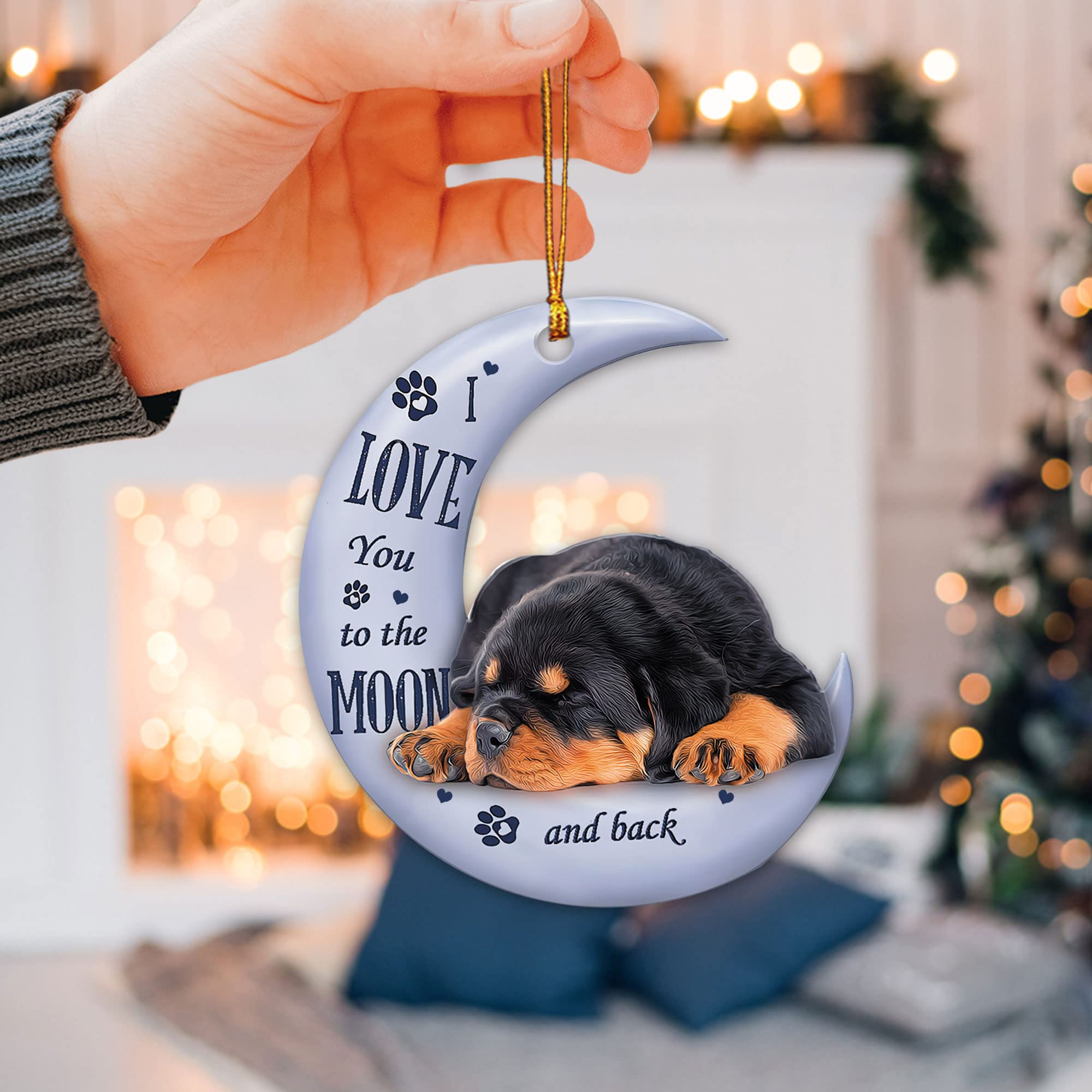 Talataca Rottweiler Memorial Keepsake - 2D Flat Car Rearview Mirror Charm, Christmas Tree Ornament & Home Decor Gift - Perfect for Pet Lovers, Car Accessories, and Holiday Decorations