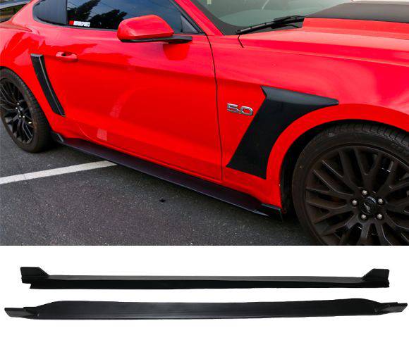2015-2024 Ford Mustang 2 Fin Style Side Skirt Rocker Panel Extension - Aerodynamic Body Kit Upgrade for Enhanced Style & Performance - Perfect for Street Racing & Car Shows