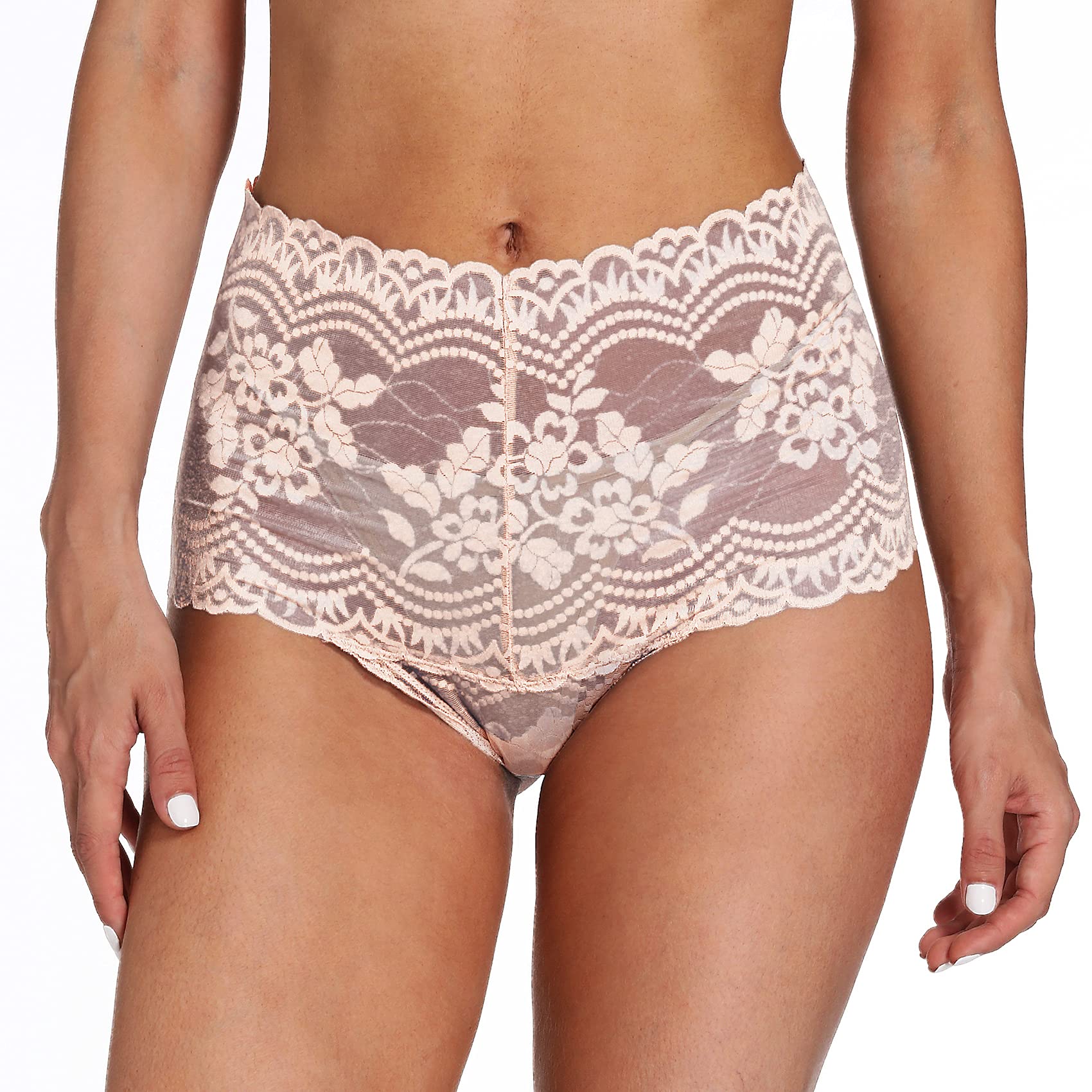 Retro High Waisted Lace Thong Panties for Women - Seamless Cotton Underwear Plus Size - Comfortable Everyday Wear & Special Occasions