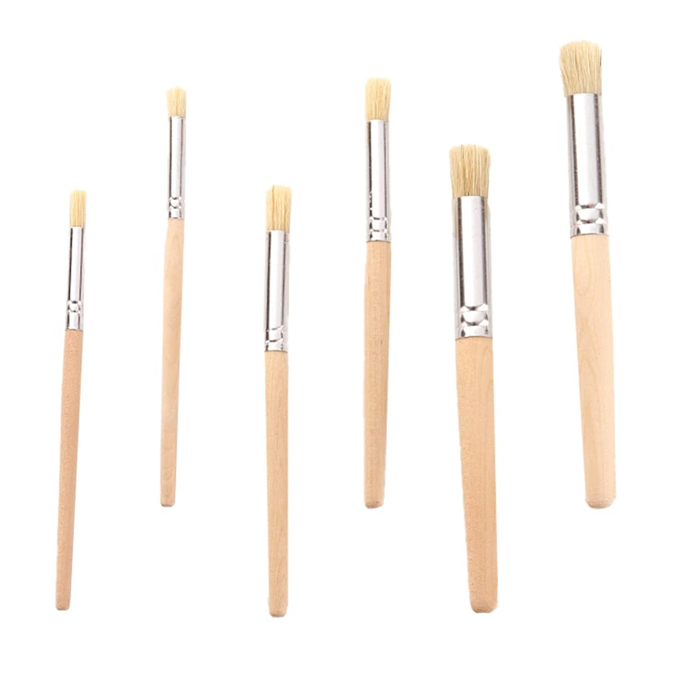 EXCEART 6-Piece Kids Art Paint Brushes Set with Wooden Handle - Nylon Hair Artist Brushes for Acrylic, Oil & Watercolor Painting - Perfect for Canvas, Paper & DIY Crafts - Ideal for Kids, Beginners & Professional Artists